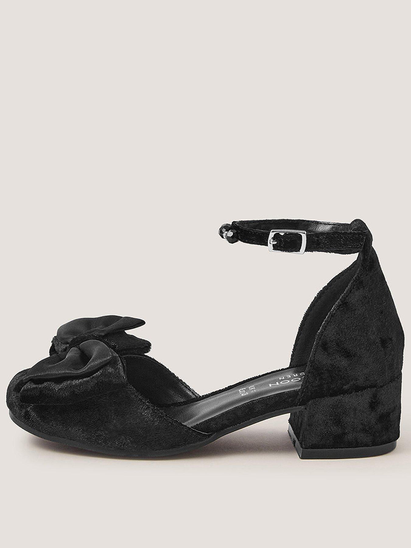 Monsoon Girls Crushed Velvet Heeled Shoes - Black