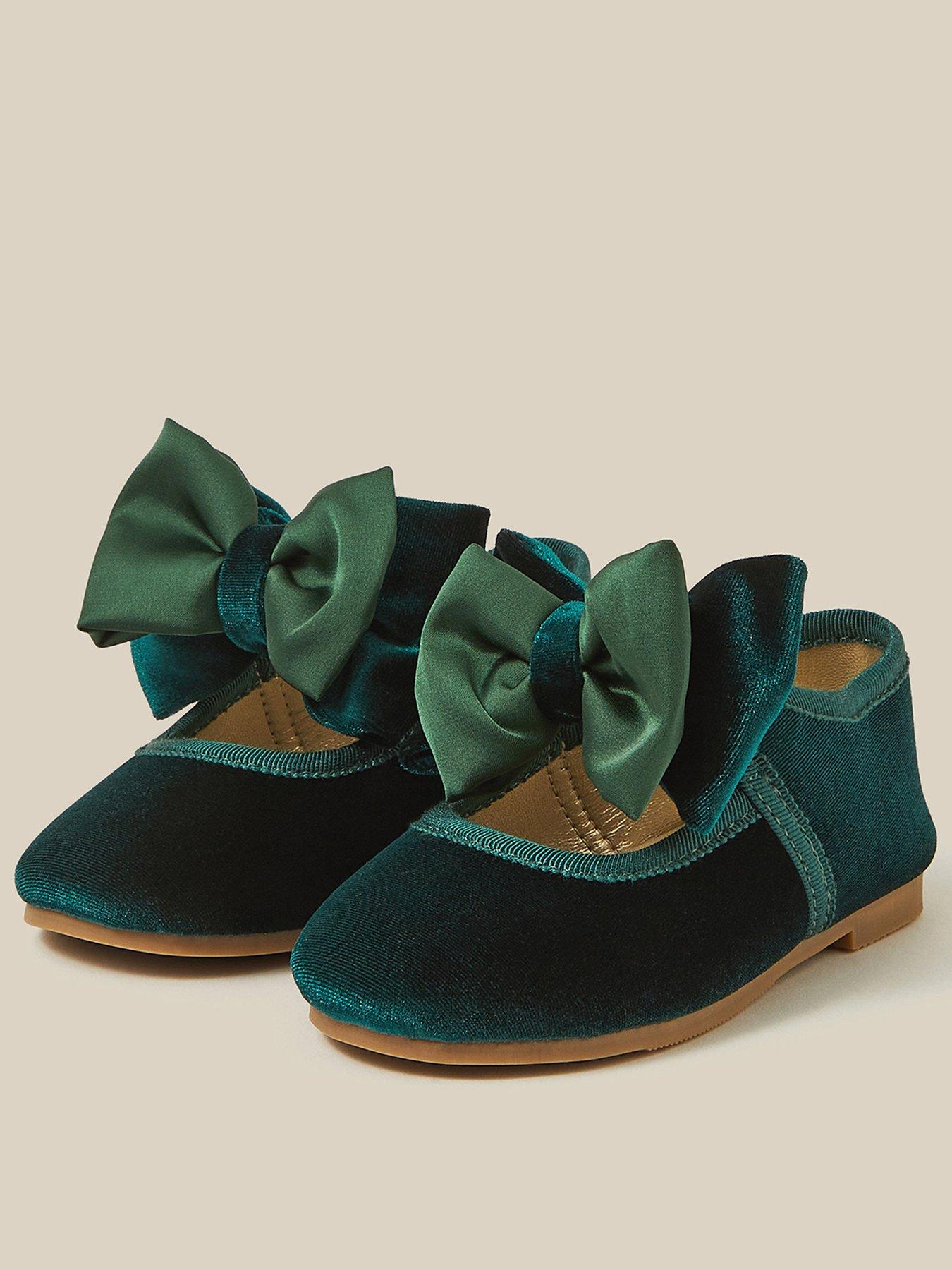 Monsoon Baby Girls Velvet Walker Shoes - Green