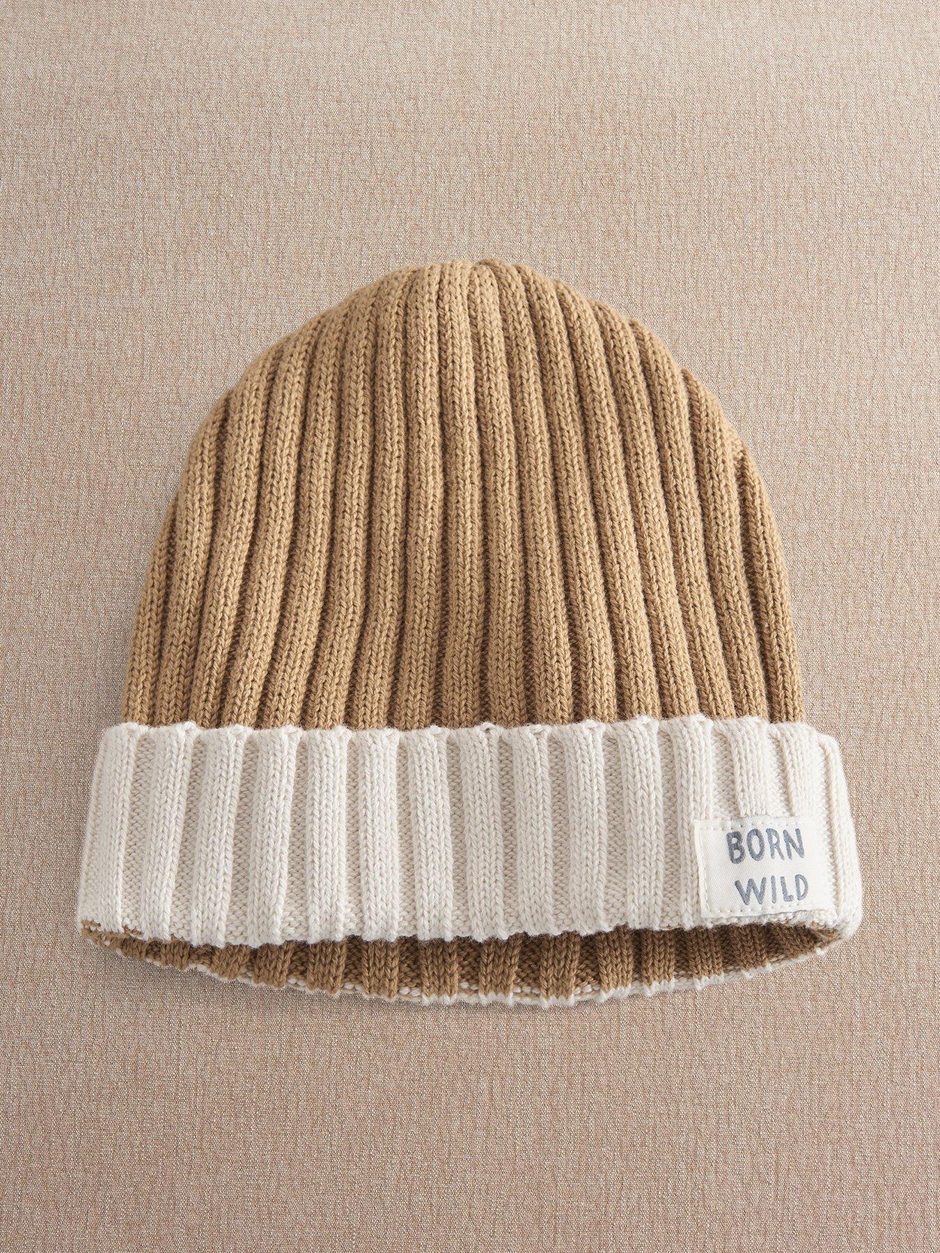 Mamas & Papas Baby Boys Born Wild Knitted Beanie - Brown