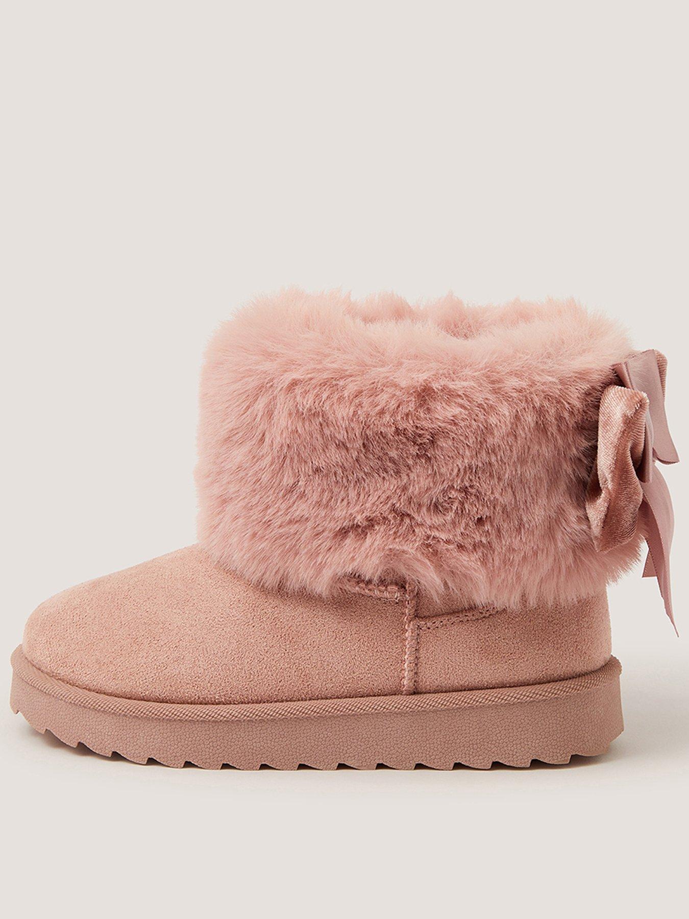 Monsoon Girls Velvet Bow Slouch Boots - Pink