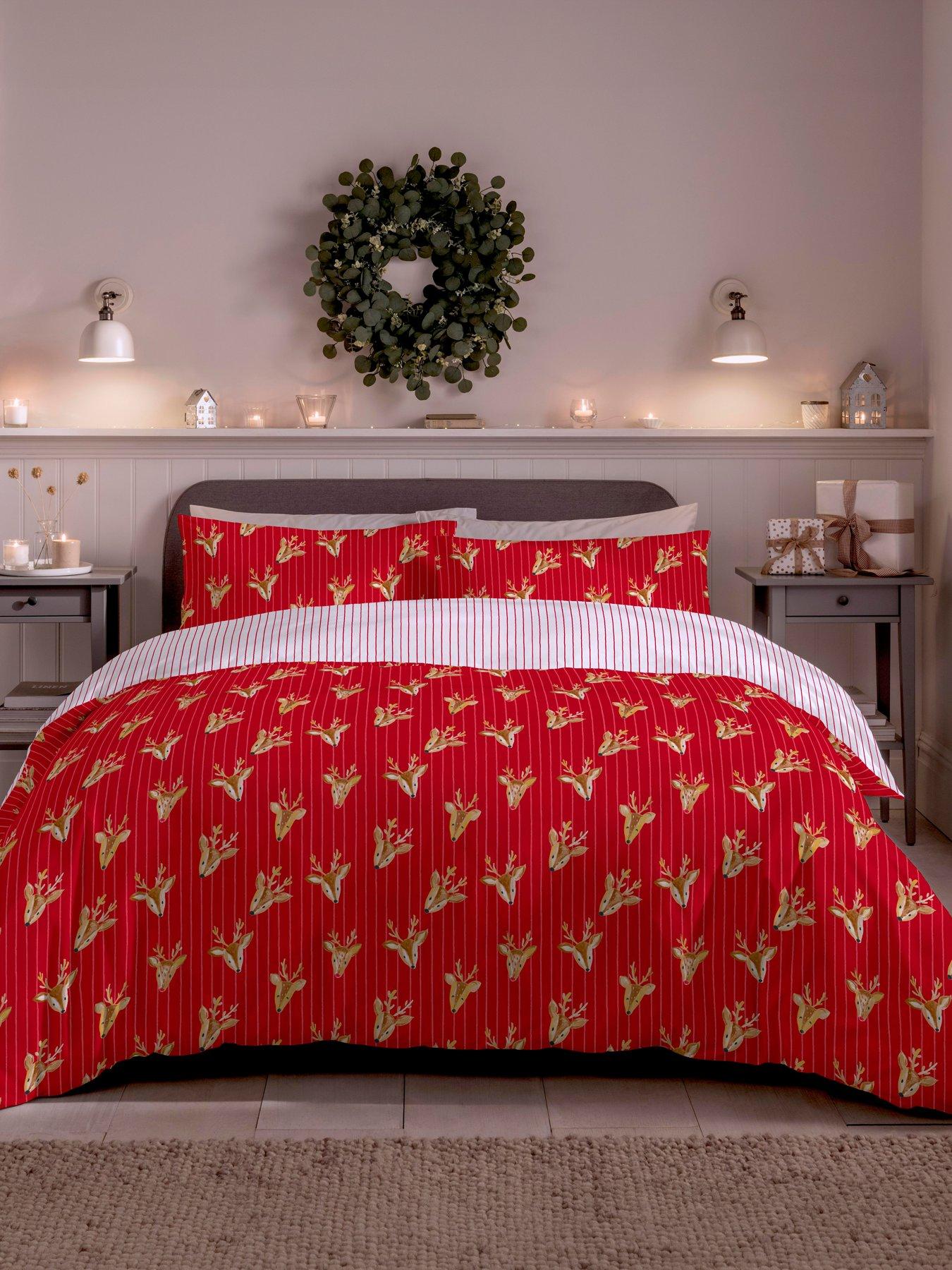 Image 1 of 2 of Copenhagen Home Reindeer Red Duvet Set