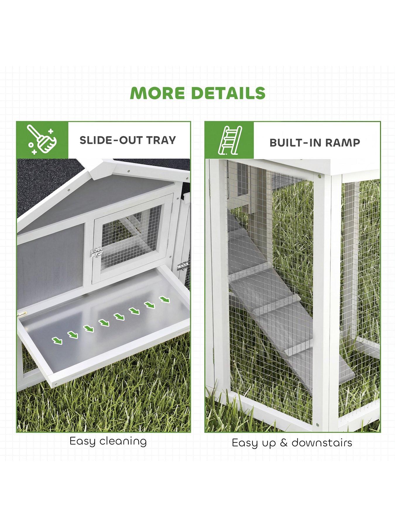 Image 7 of 7 of PawHut Large Chicken Coop, Wooden Outdoor Chicken Cage Poultry Hen House with Nesting Box, Runs, Removable Tray, Ramp, Roosting Bar, 204 x 85 x 93cm