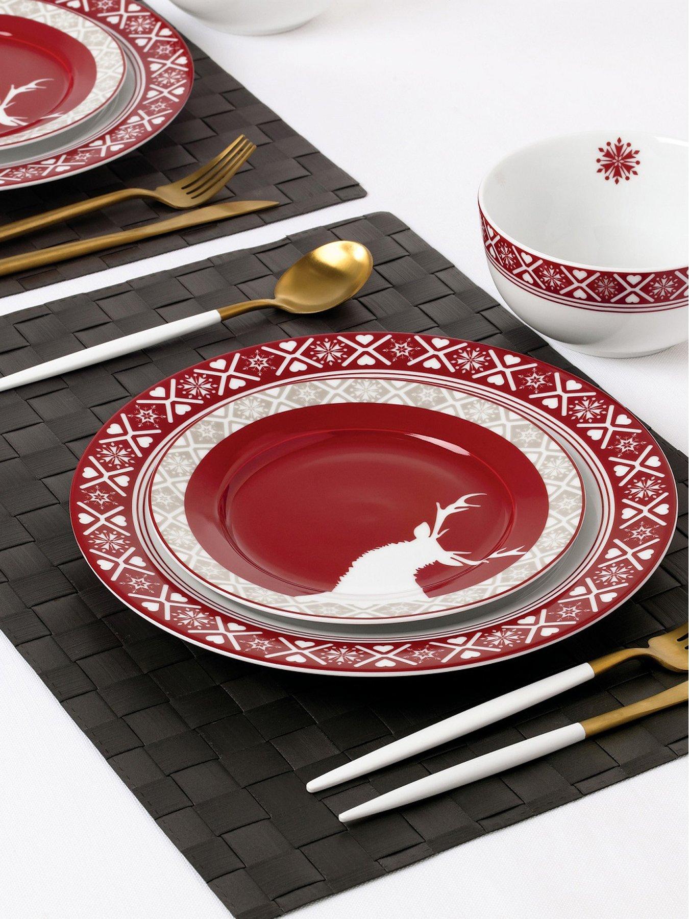 WATERSIDE 12pc Nordic Reindeer Dinner Set