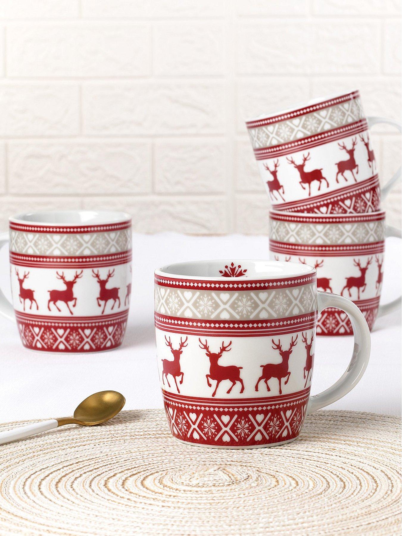WATERSIDE 4pc Nordic Reindeer Mug Set