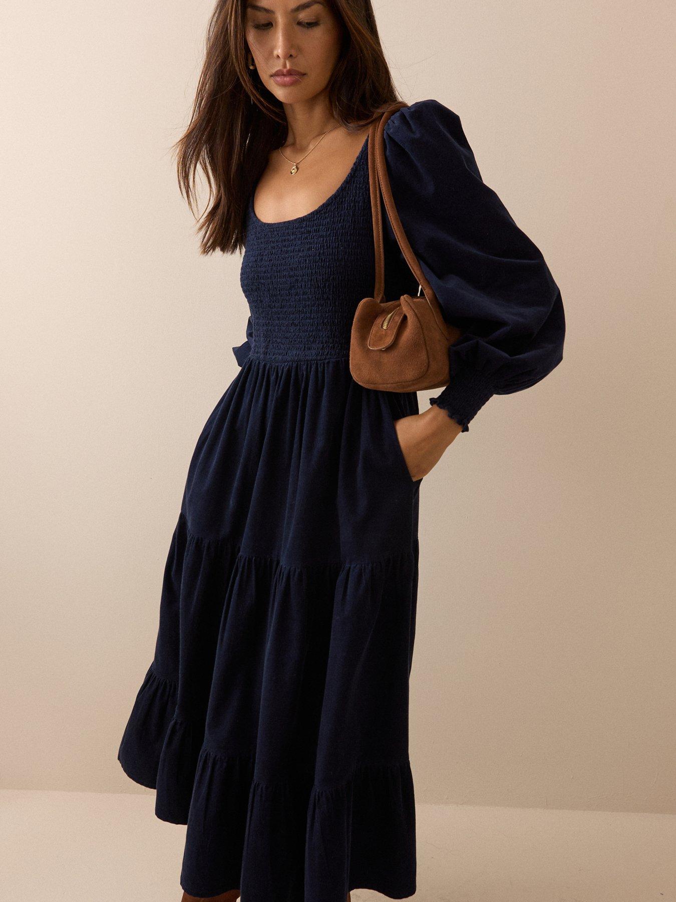 Image 3 of 5 of Nobodys Child Cord Tiered Ruby Midi Dress - Blue