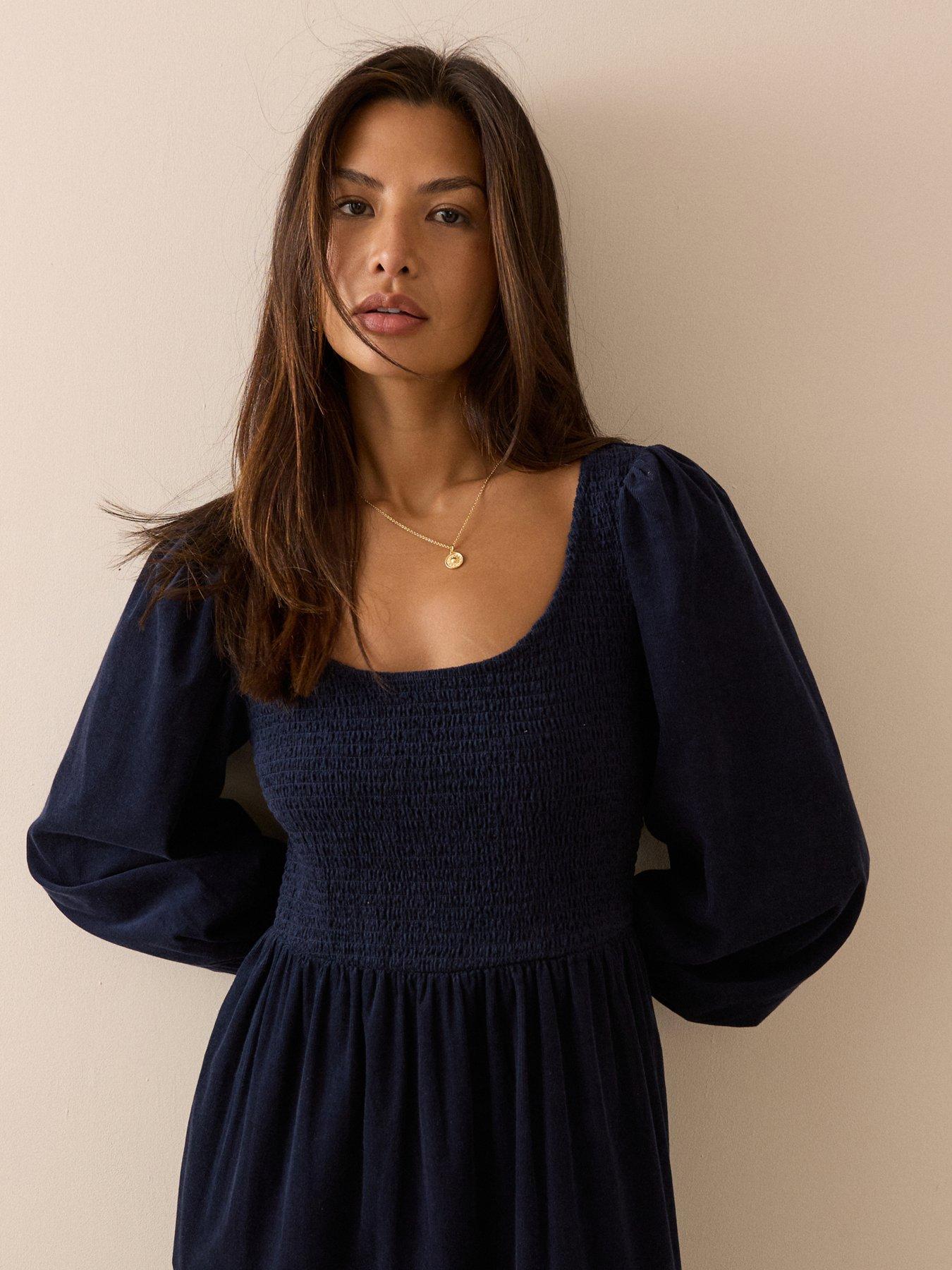 Image 4 of 5 of Nobodys Child Cord Tiered Ruby Midi Dress - Blue
