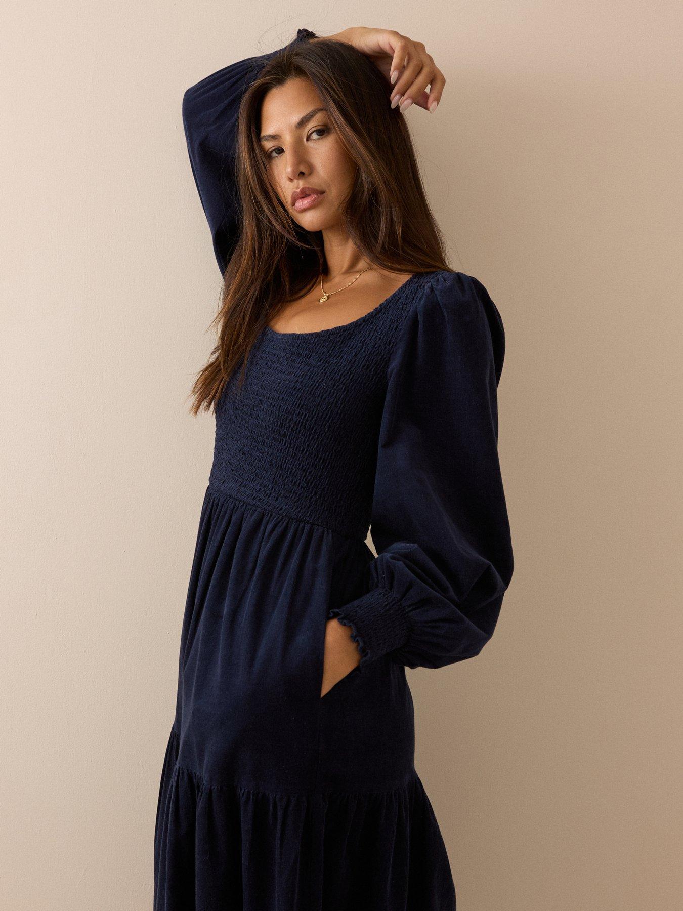 Image 5 of 5 of Nobodys Child Cord Tiered Ruby Midi Dress - Blue