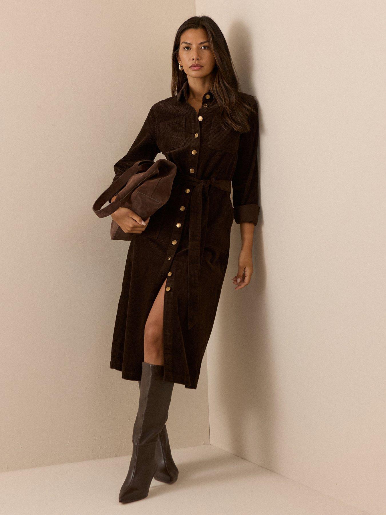 Image 1 of 5 of Nobodys Child Cord Finchley Shirt Dress - Brown