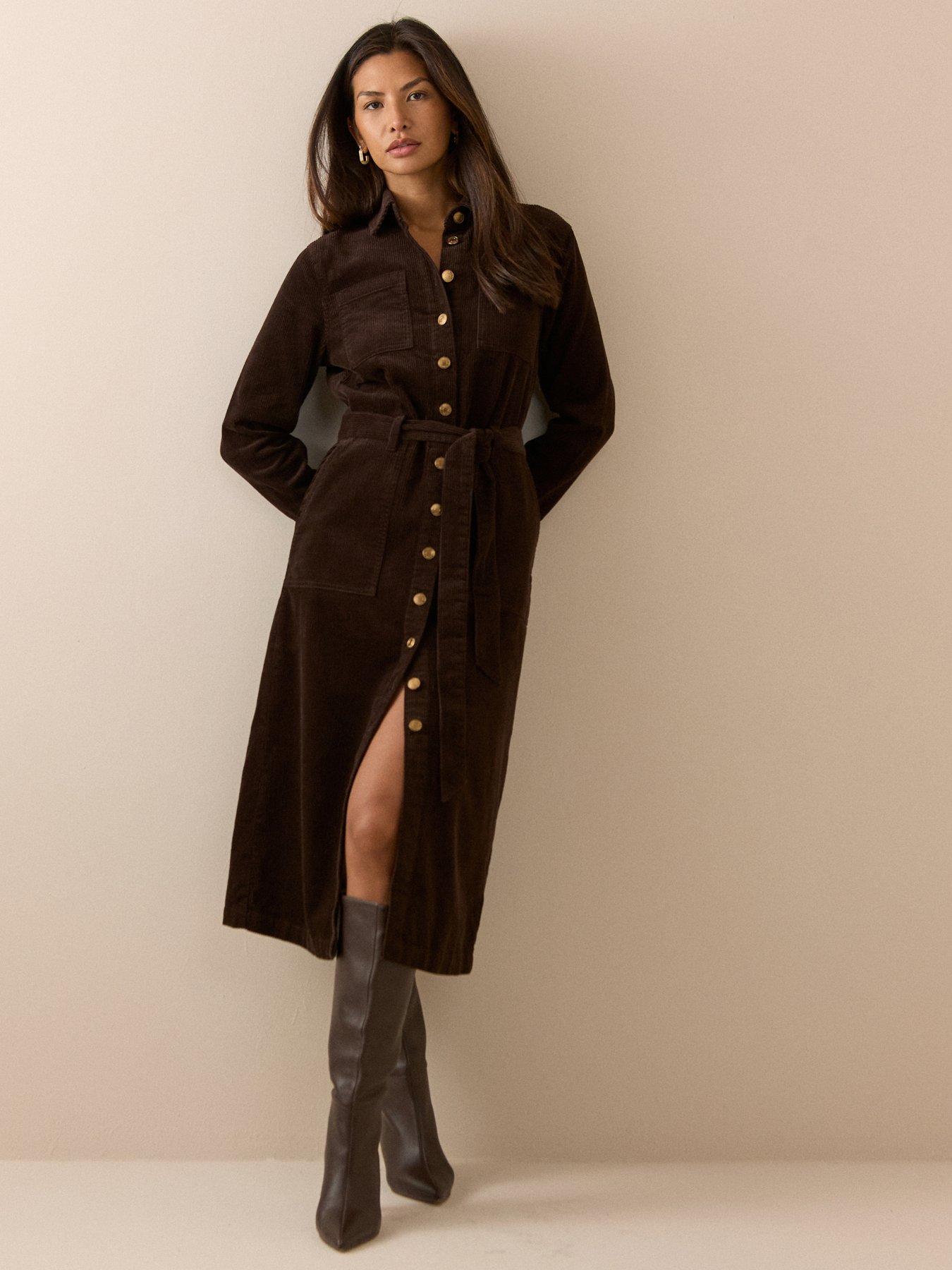 Image 3 of 5 of Nobodys Child Cord Finchley Shirt Dress - Brown