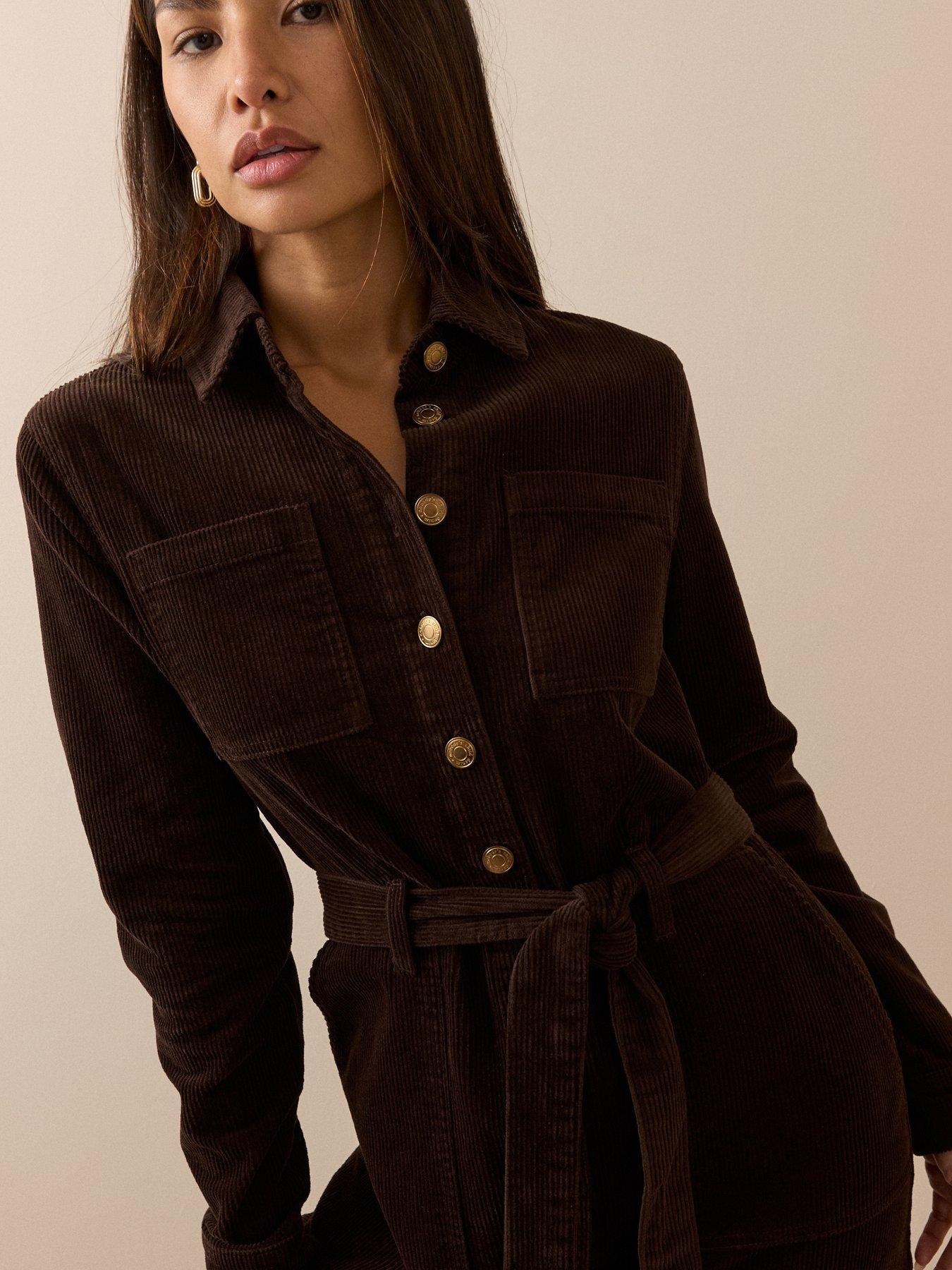 Image 5 of 5 of Nobodys Child Cord Finchley Shirt Dress - Brown