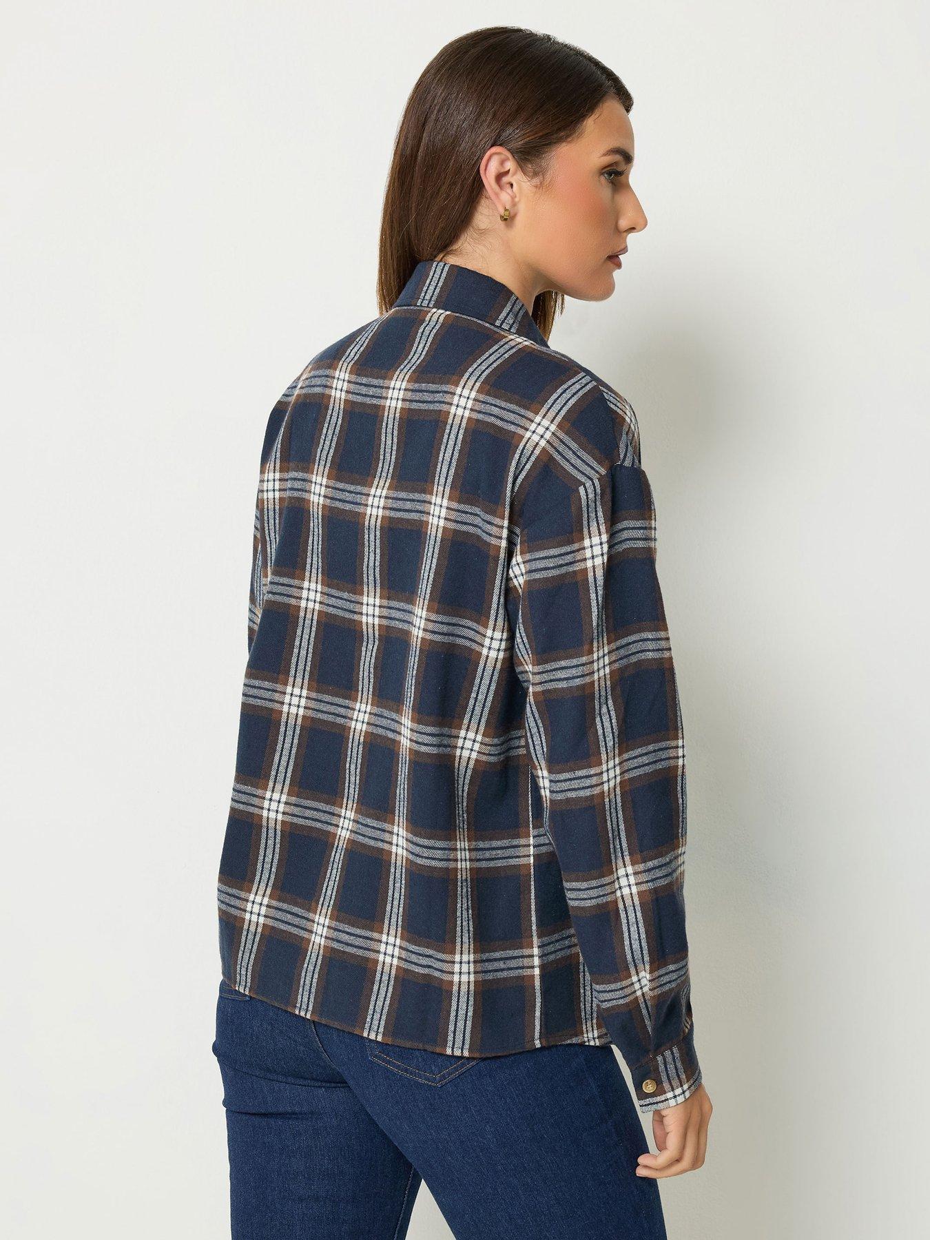 Image 2 of 4 of Long Tall Sally Womens Tall Check Button-Through Shirt - Blue