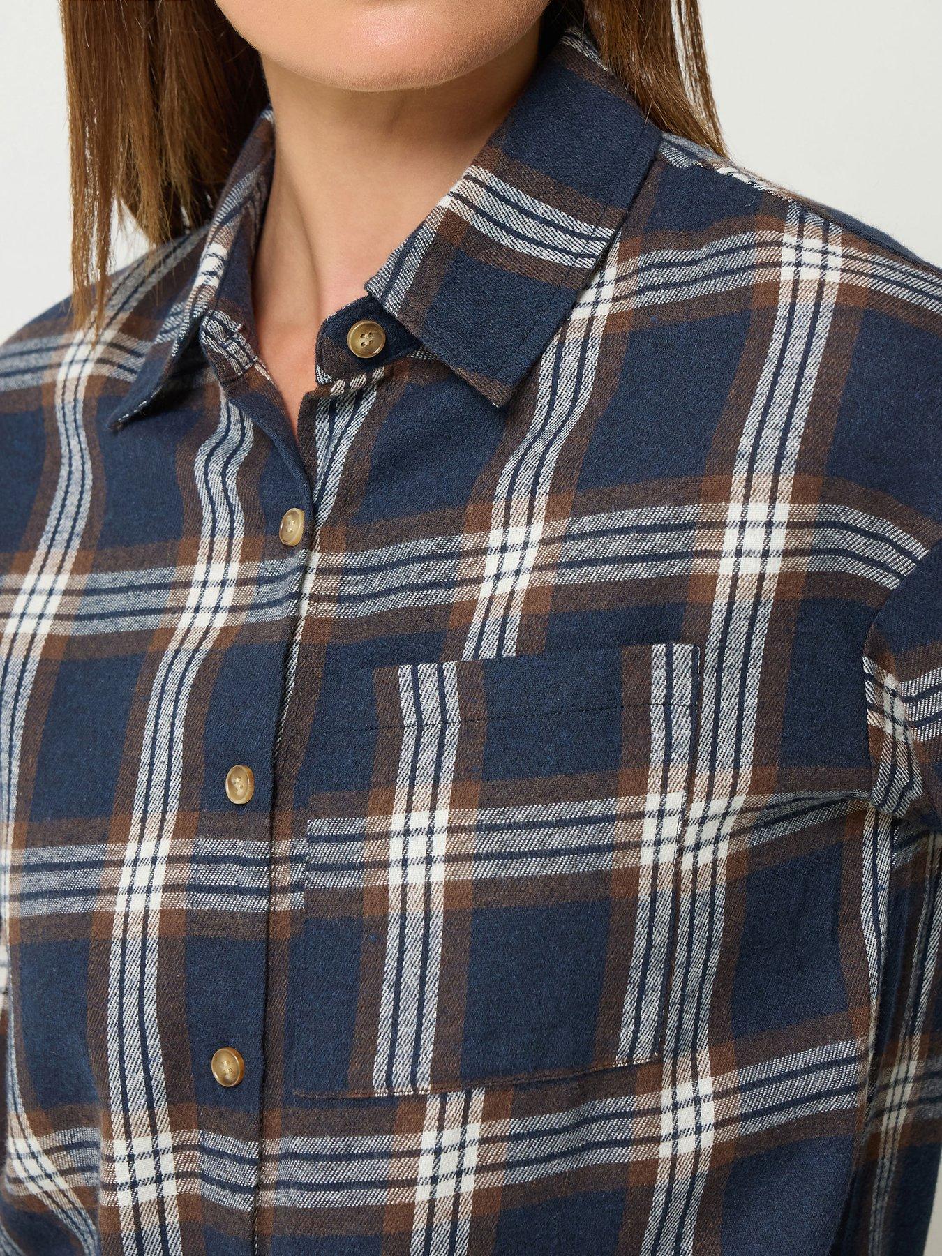 Image 4 of 4 of Long Tall Sally Womens Tall Check Button-Through Shirt - Blue