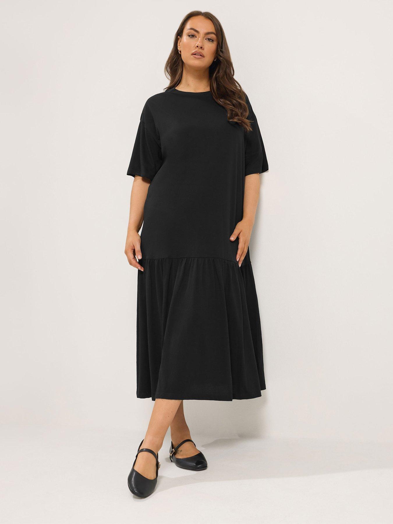Image 1 of 4 of Yours Curve Drop Waist Maxi Dress - Black