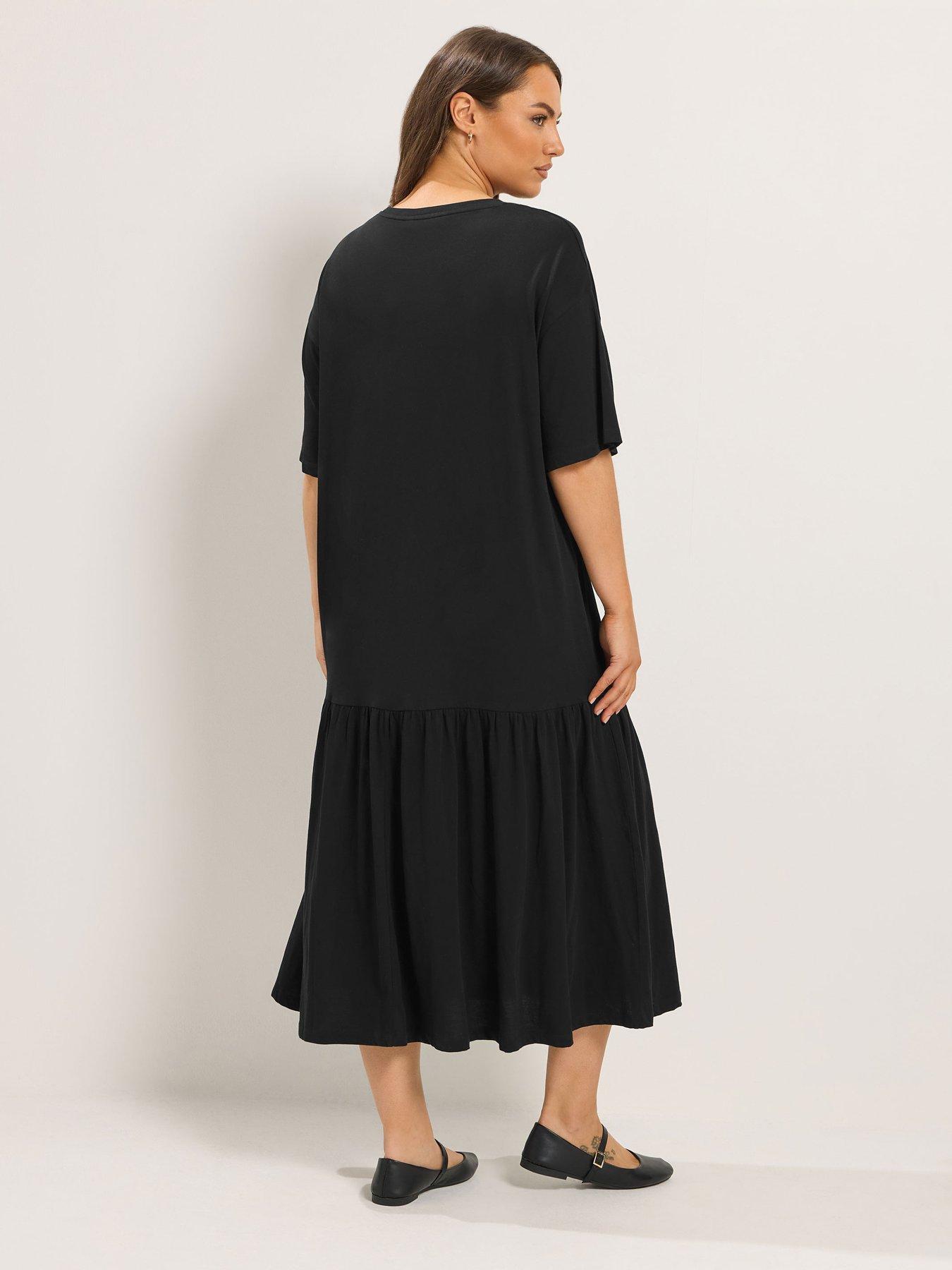 Image 2 of 4 of Yours Curve Drop Waist Maxi Dress - Black