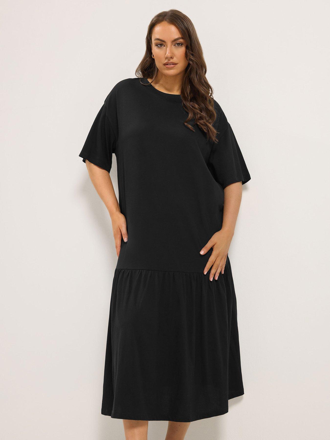Image 3 of 4 of Yours Curve Drop Waist Maxi Dress - Black