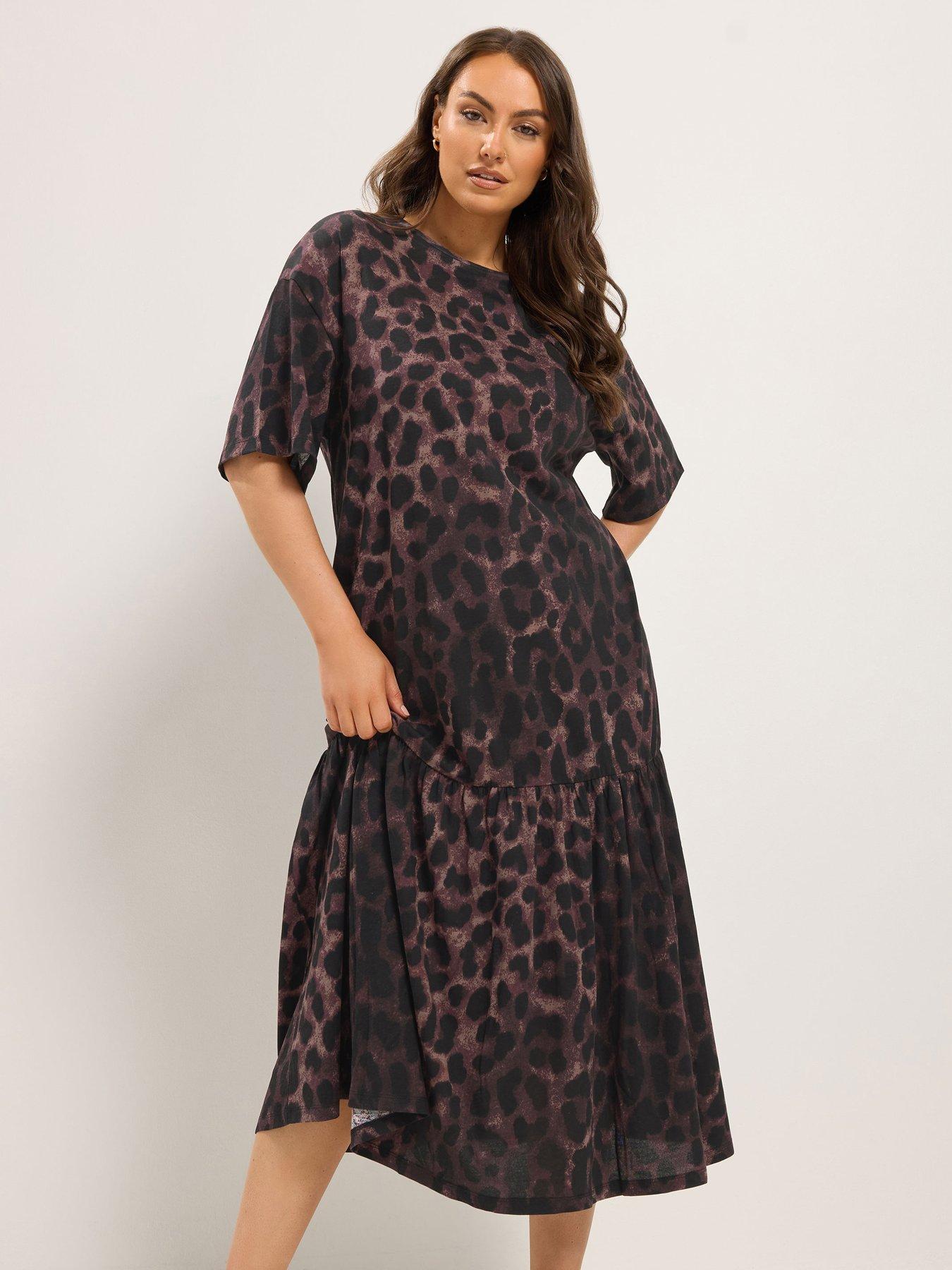 Yours Curve Drop Waist Maxi Dress - Brown