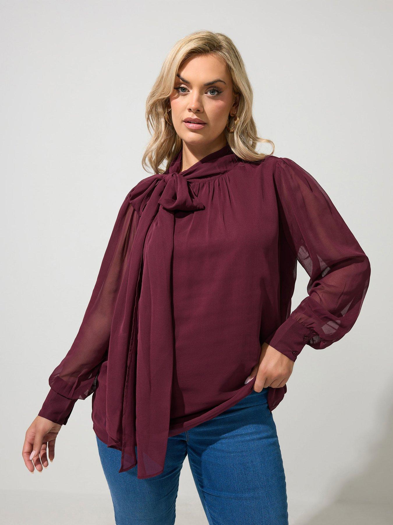 Yours Curve Side Bow Blouse - Red