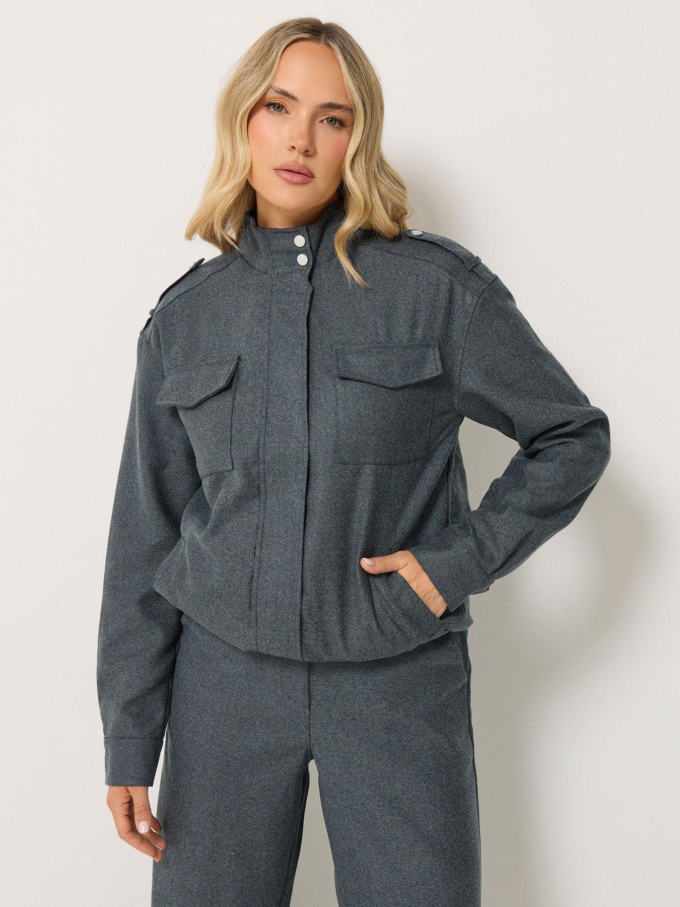 Long Tall Sally Tall Herringbone Funnel Jacket