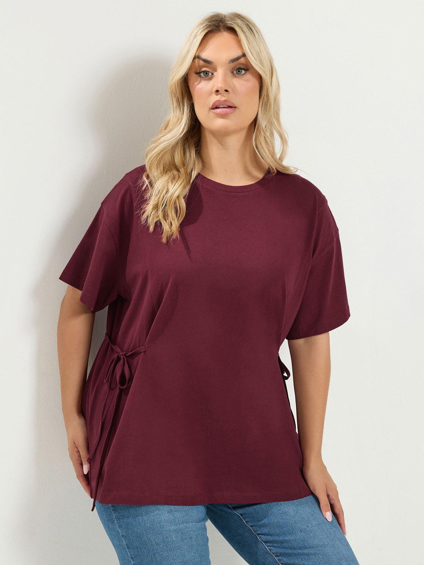 Yours YOURS Curve Side Tie T-Shirt - Red