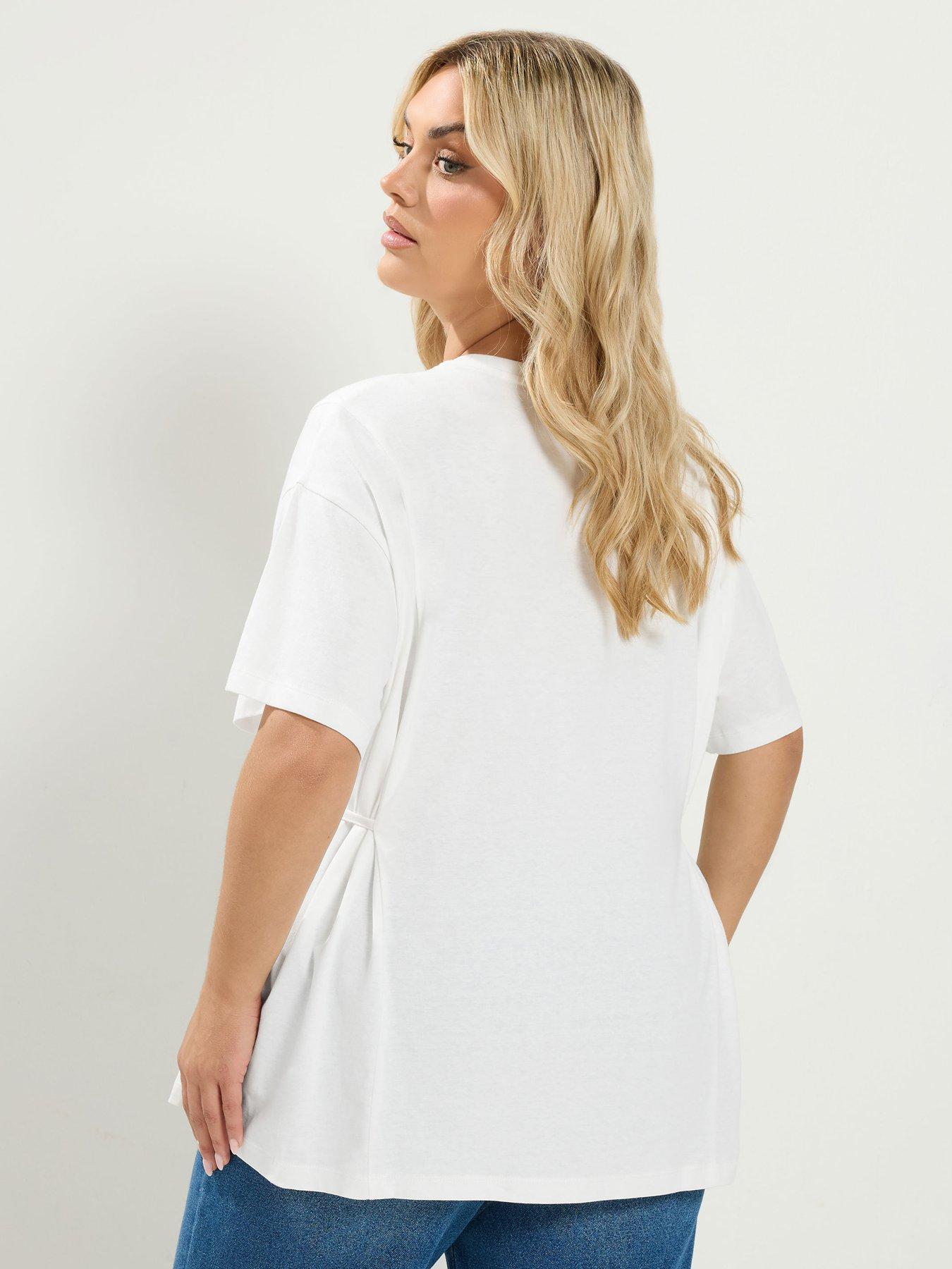 Image 2 of 4 of Yours Curve Tie Side Throw On T-shirt