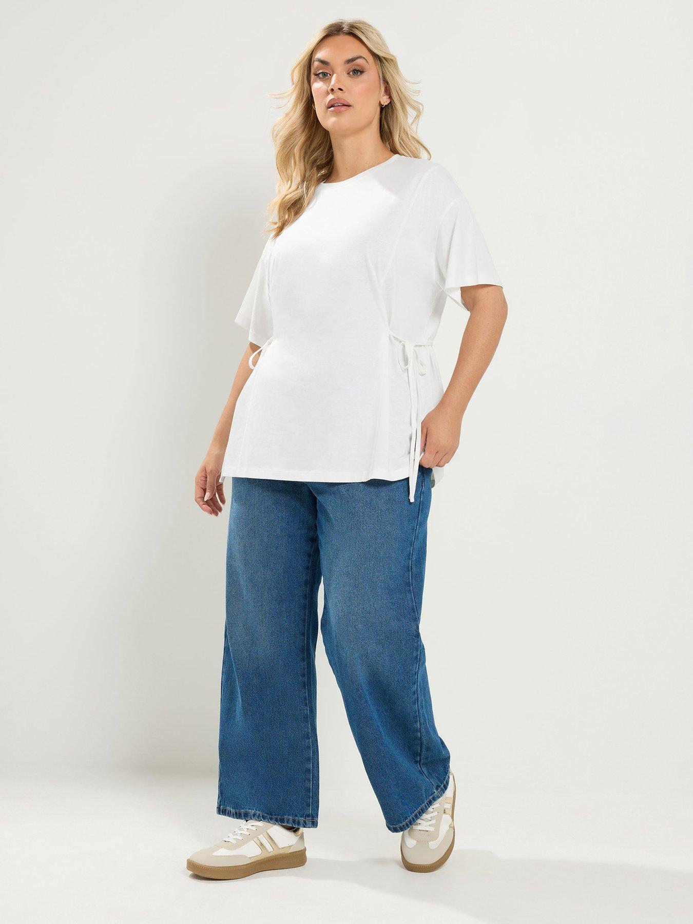 Image 3 of 4 of Yours Curve Tie Side Throw On T-shirt