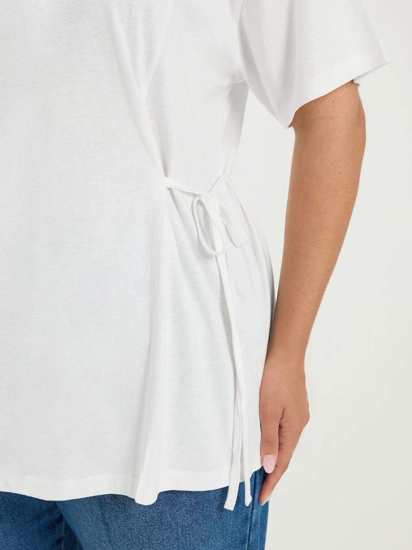Image 4 of 4 of Yours Curve Tie Side Throw On T-shirt