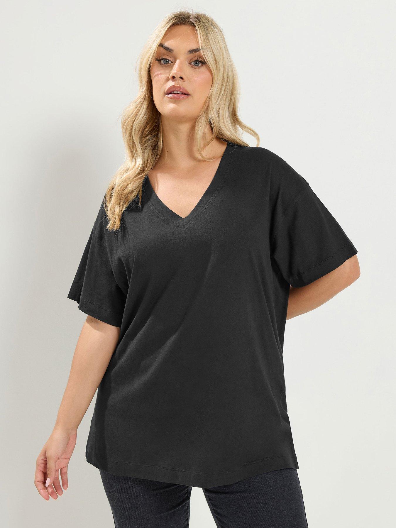 Yours Curve Relaxed Longline V-neck T-shirt