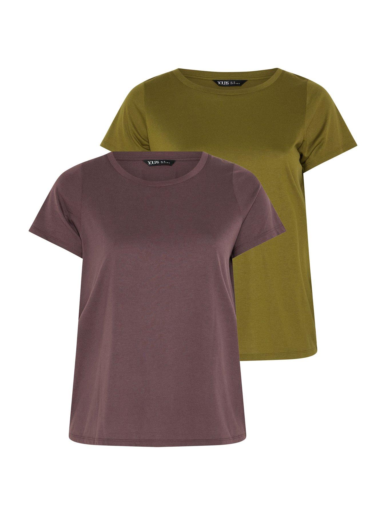 Yours Curve 2 Pack Short Sleeve T-Shirt - Multi