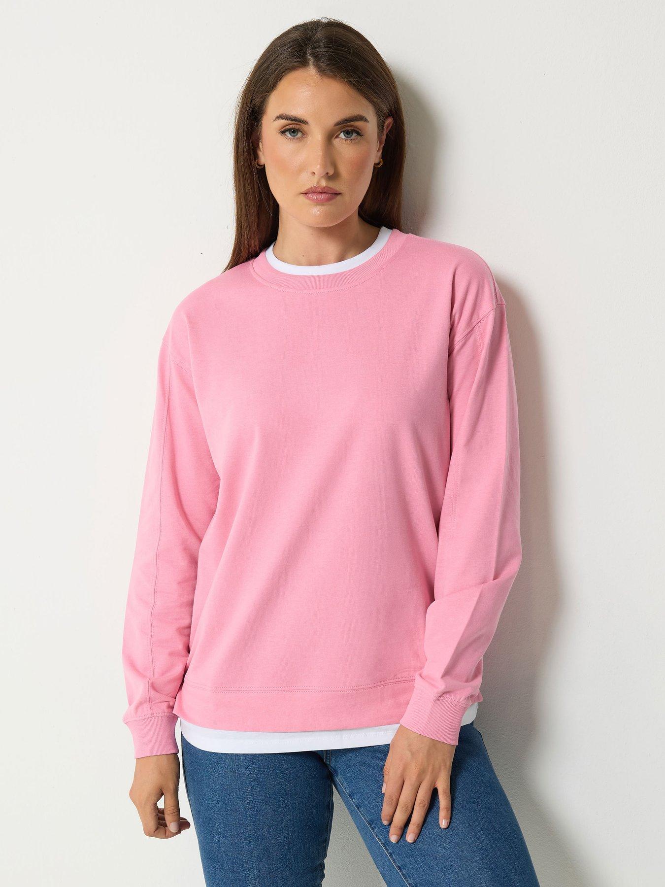 Long Tall Sally Layered Loopback T-Shirt - Pink