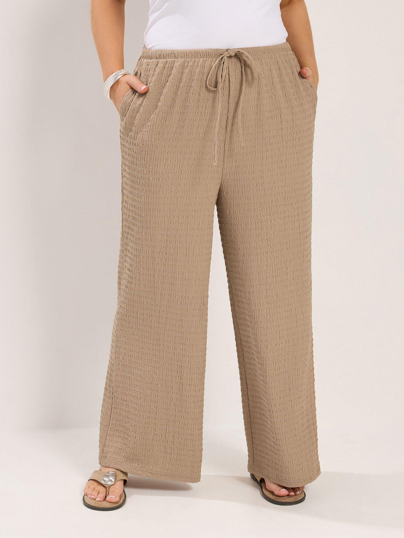 Yours Curve Wide Leg Textured Trouser 30"