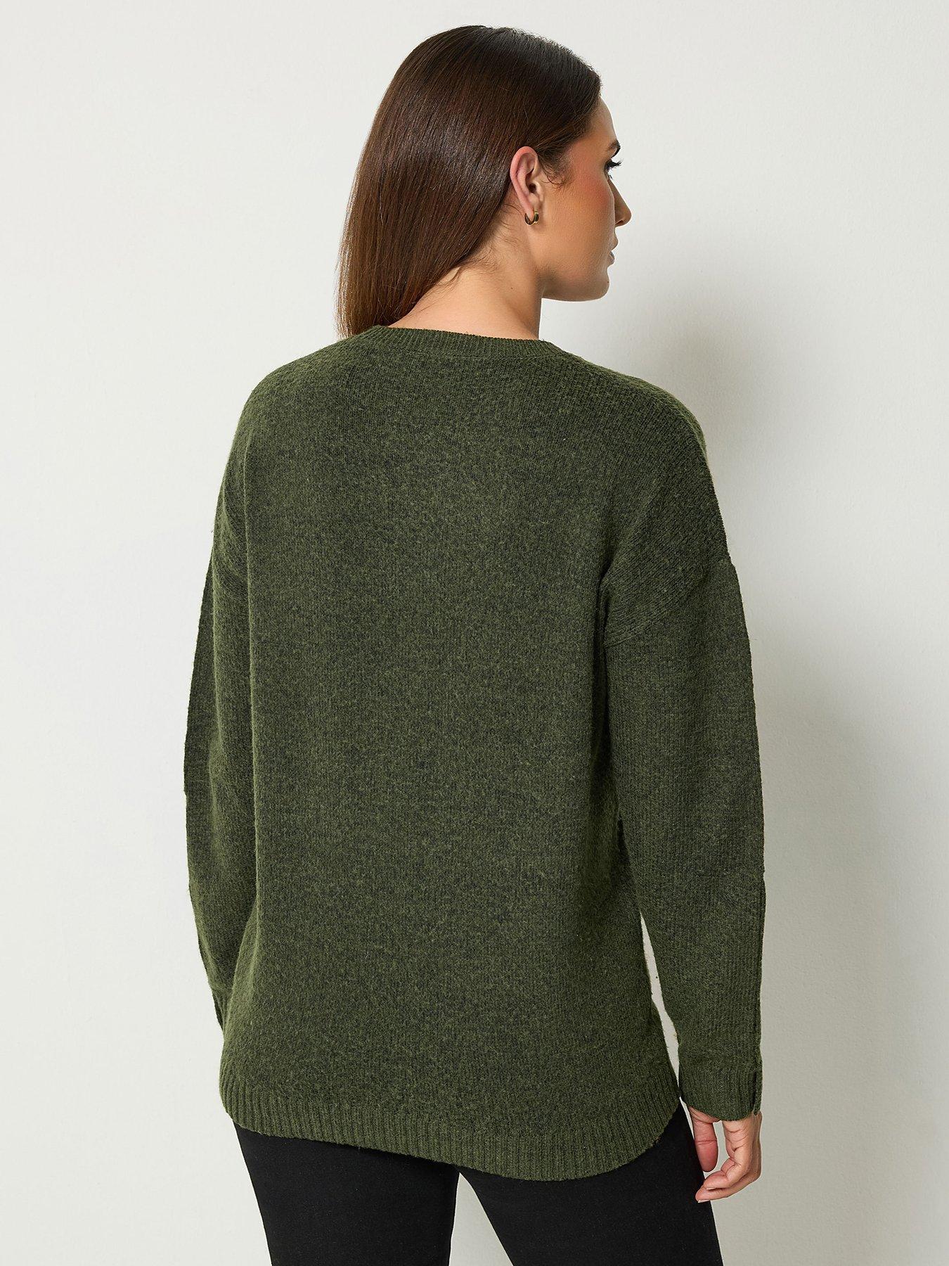 Image 2 of 4 of Long Tall Sally Button Sleeve Jumper - Green