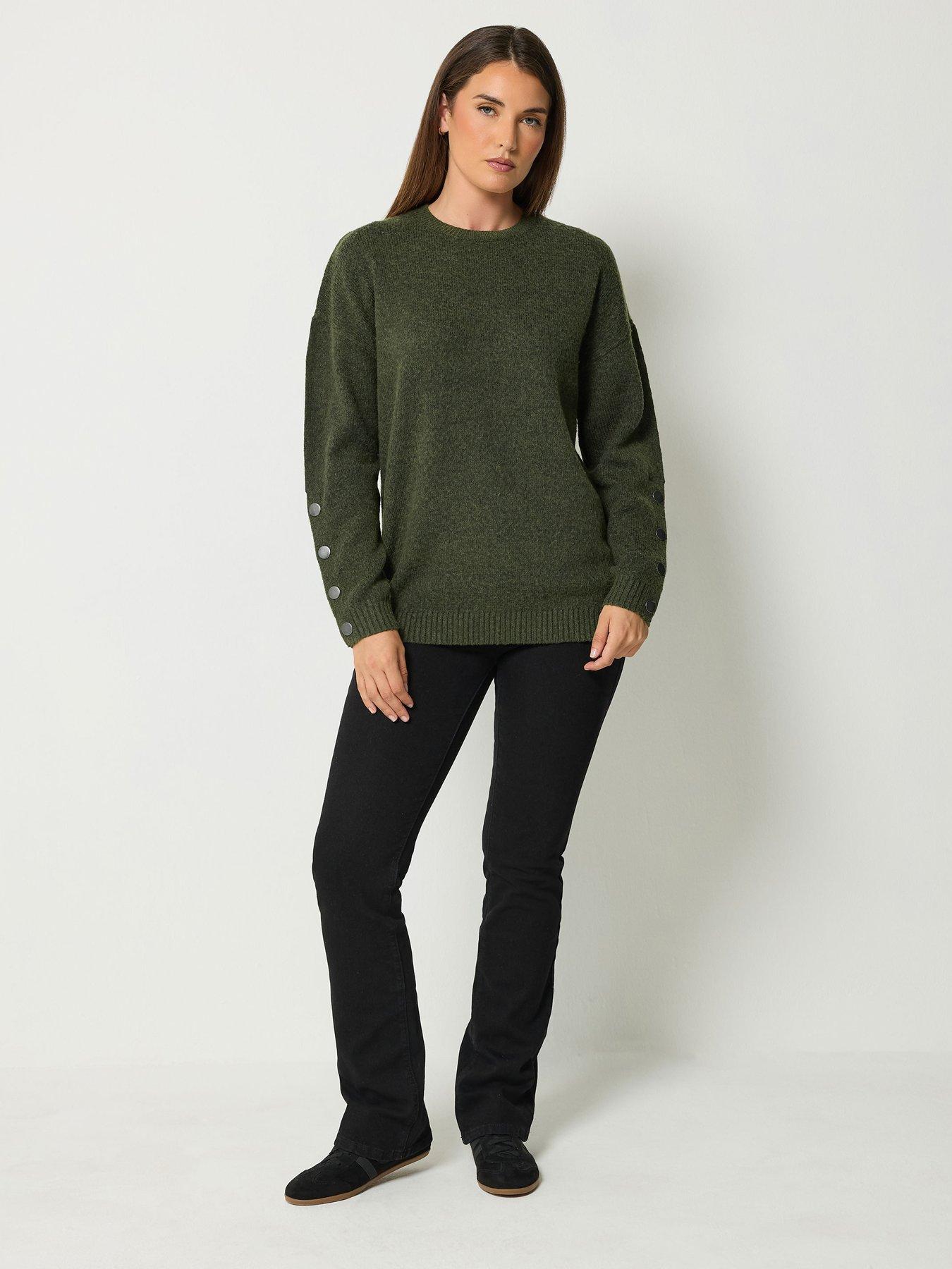 Image 3 of 4 of Long Tall Sally Button Sleeve Jumper - Green
