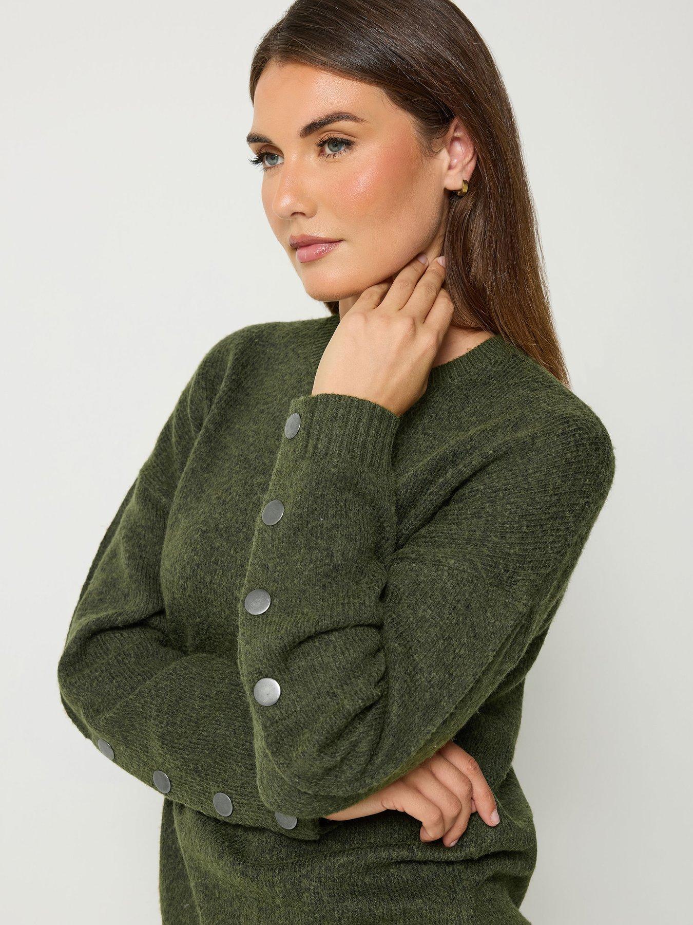 Image 4 of 4 of Long Tall Sally Button Sleeve Jumper - Green