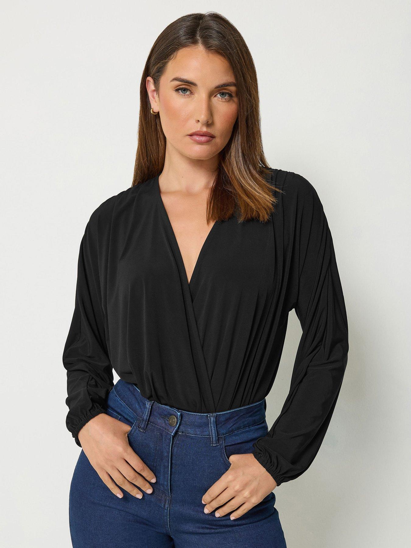 Long Tall Sally Wrap Bodysuit - Black