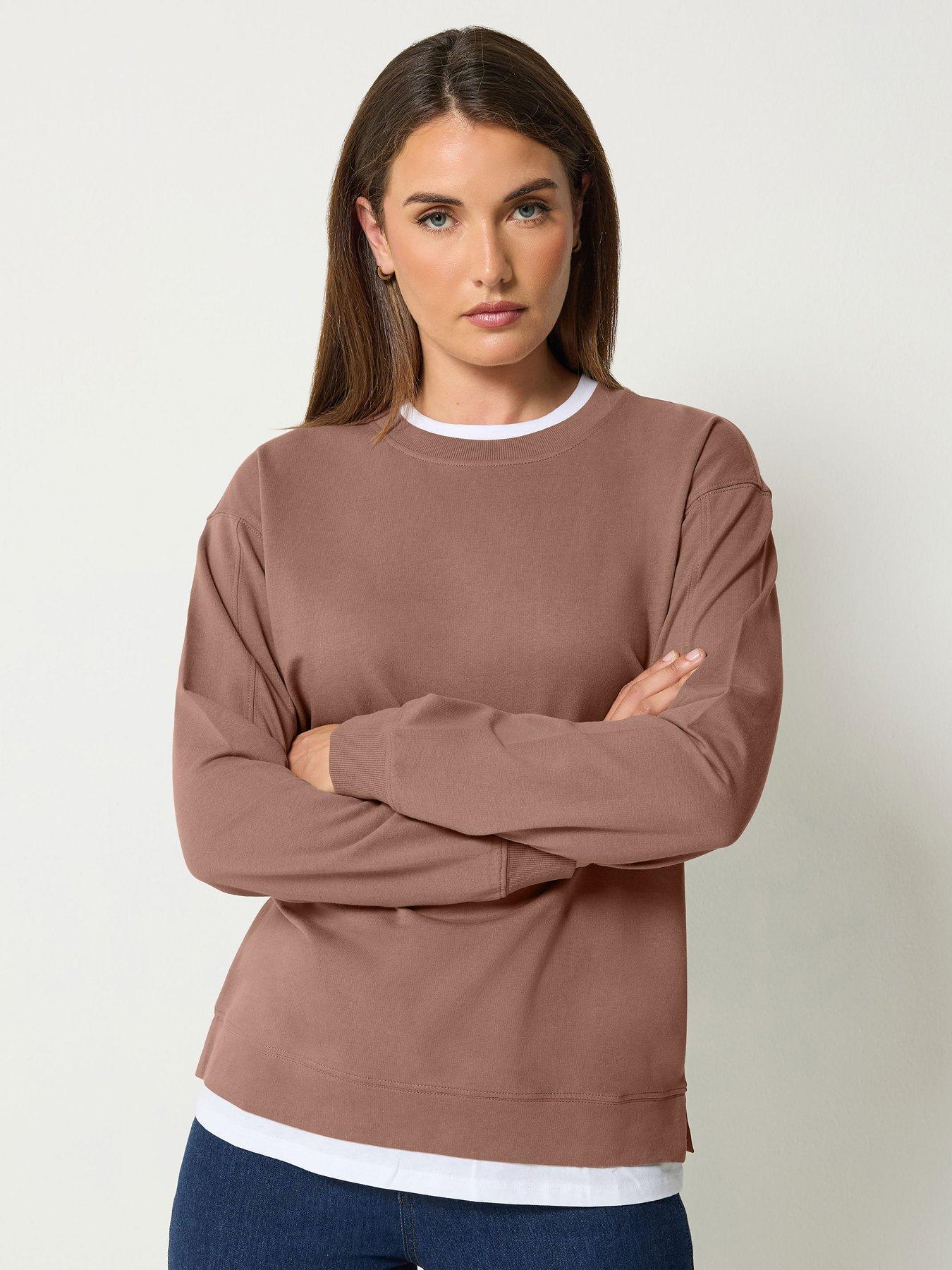 Long Tall Sally Layered Loopback T-Shirt - Cream