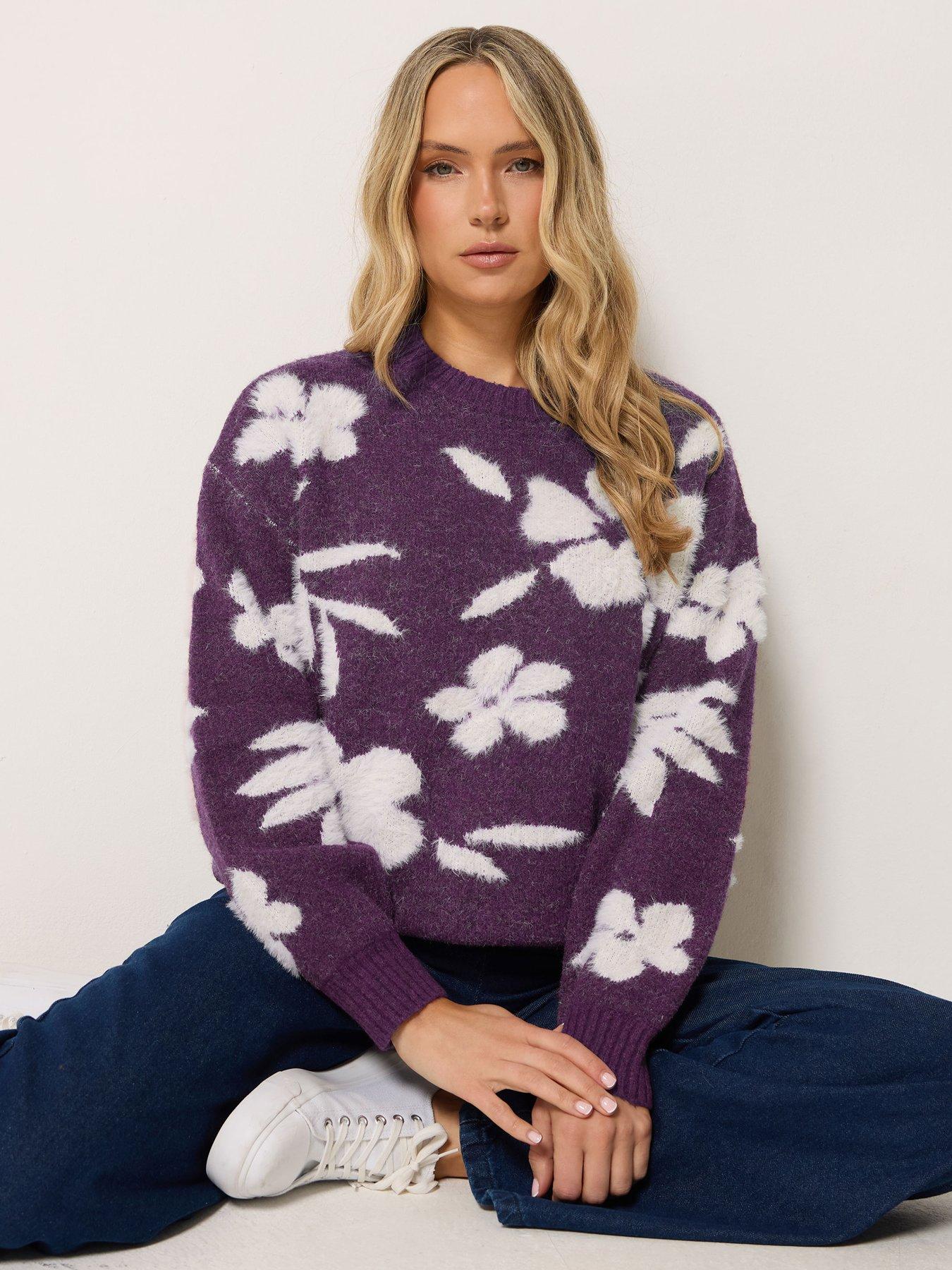 Long Tall Sally Floral Jacquard Jumper - Purple