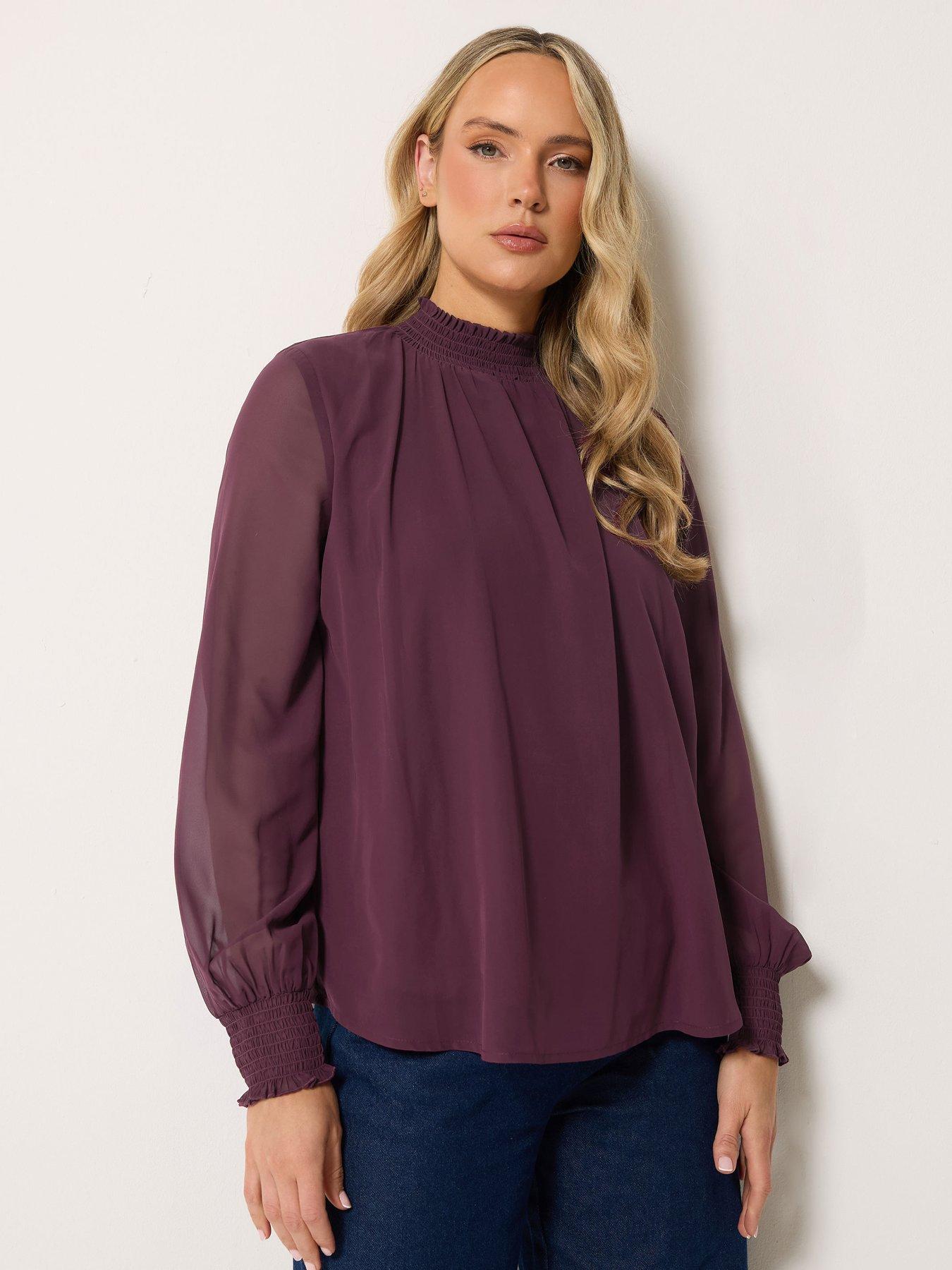 Image 1 of 4 of Long Tall Sally High Neck Georgette Top - Red