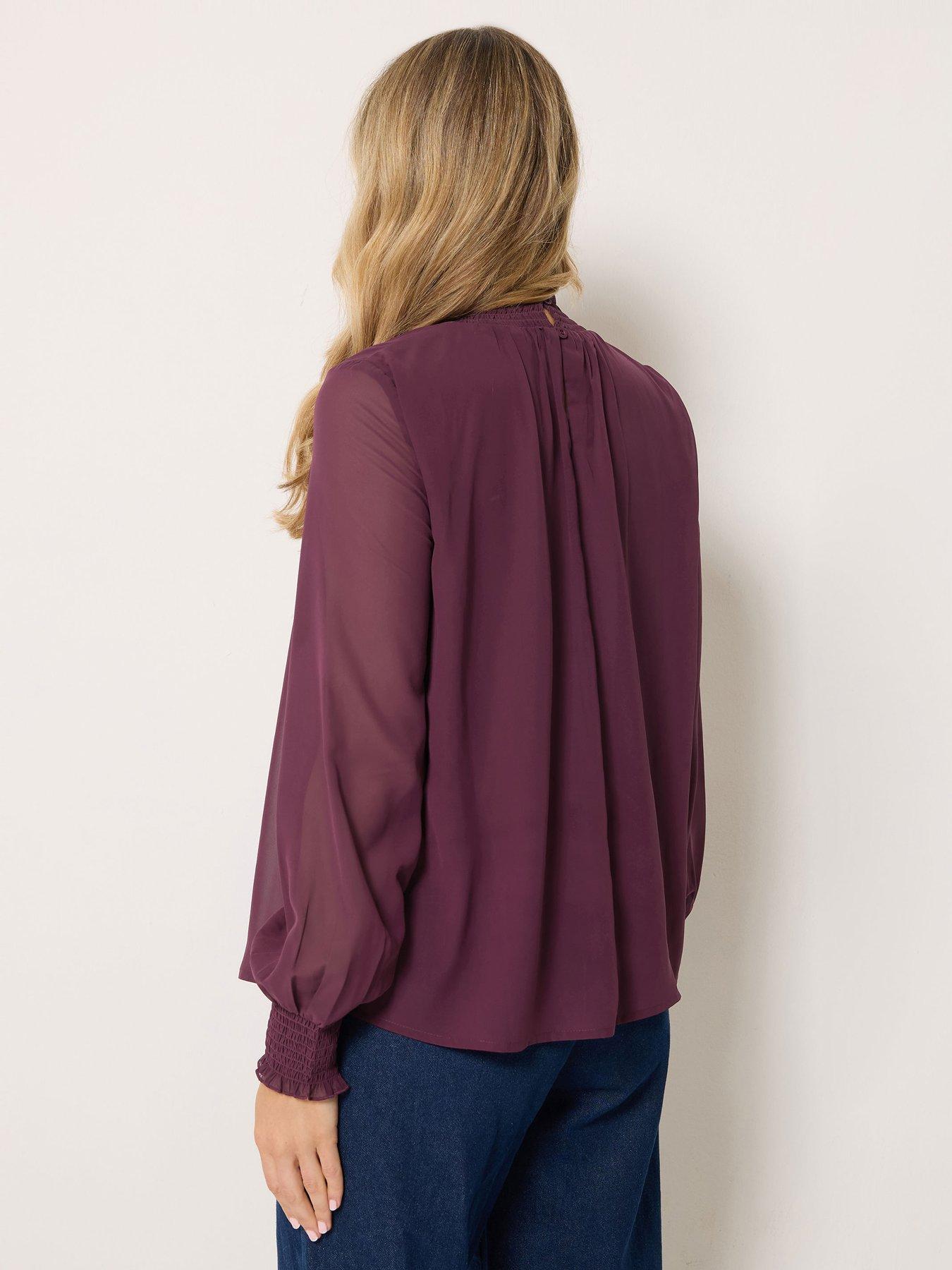 Image 2 of 4 of Long Tall Sally High Neck Georgette Top - Red