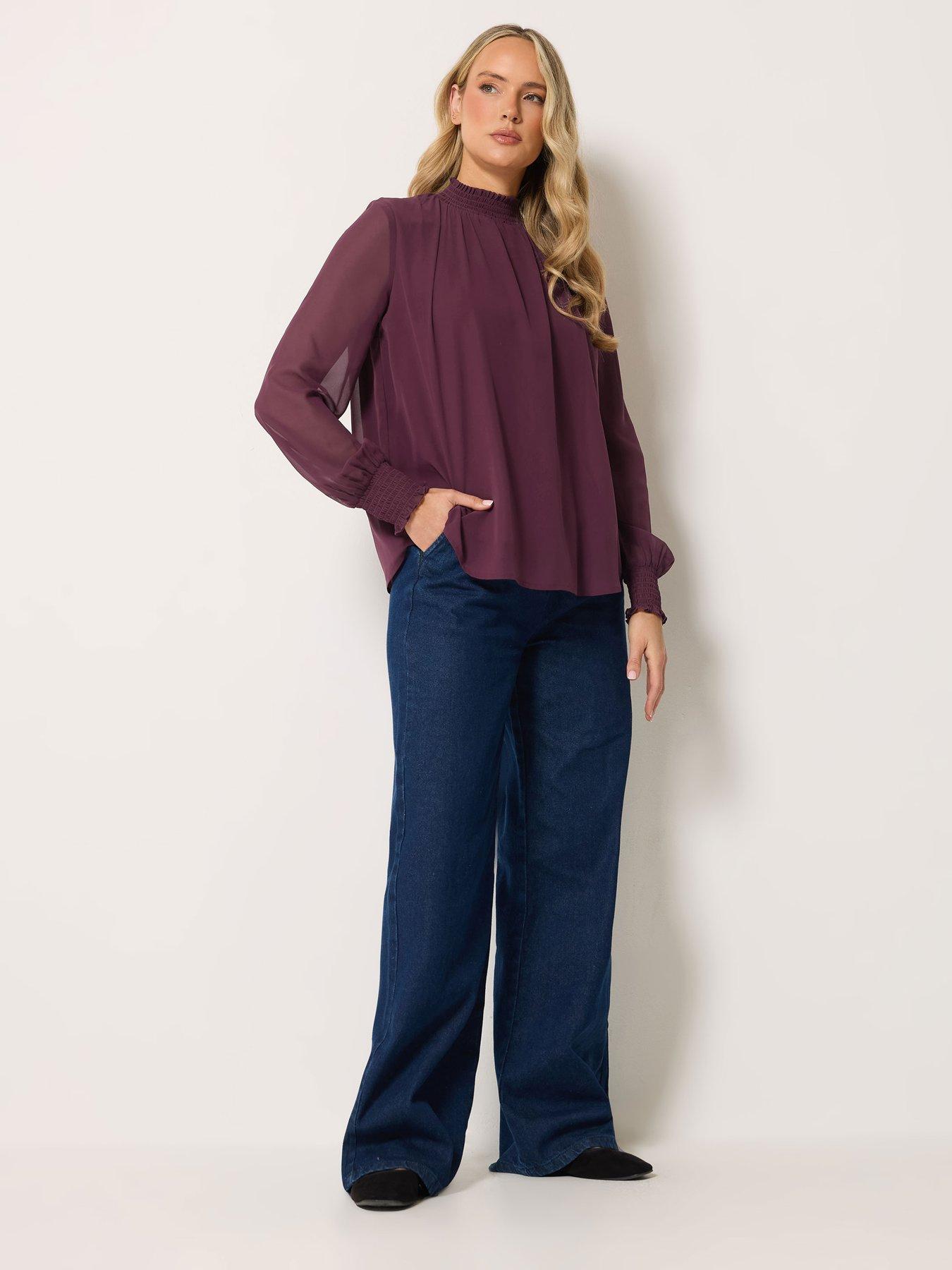 Image 3 of 4 of Long Tall Sally High Neck Georgette Top - Red