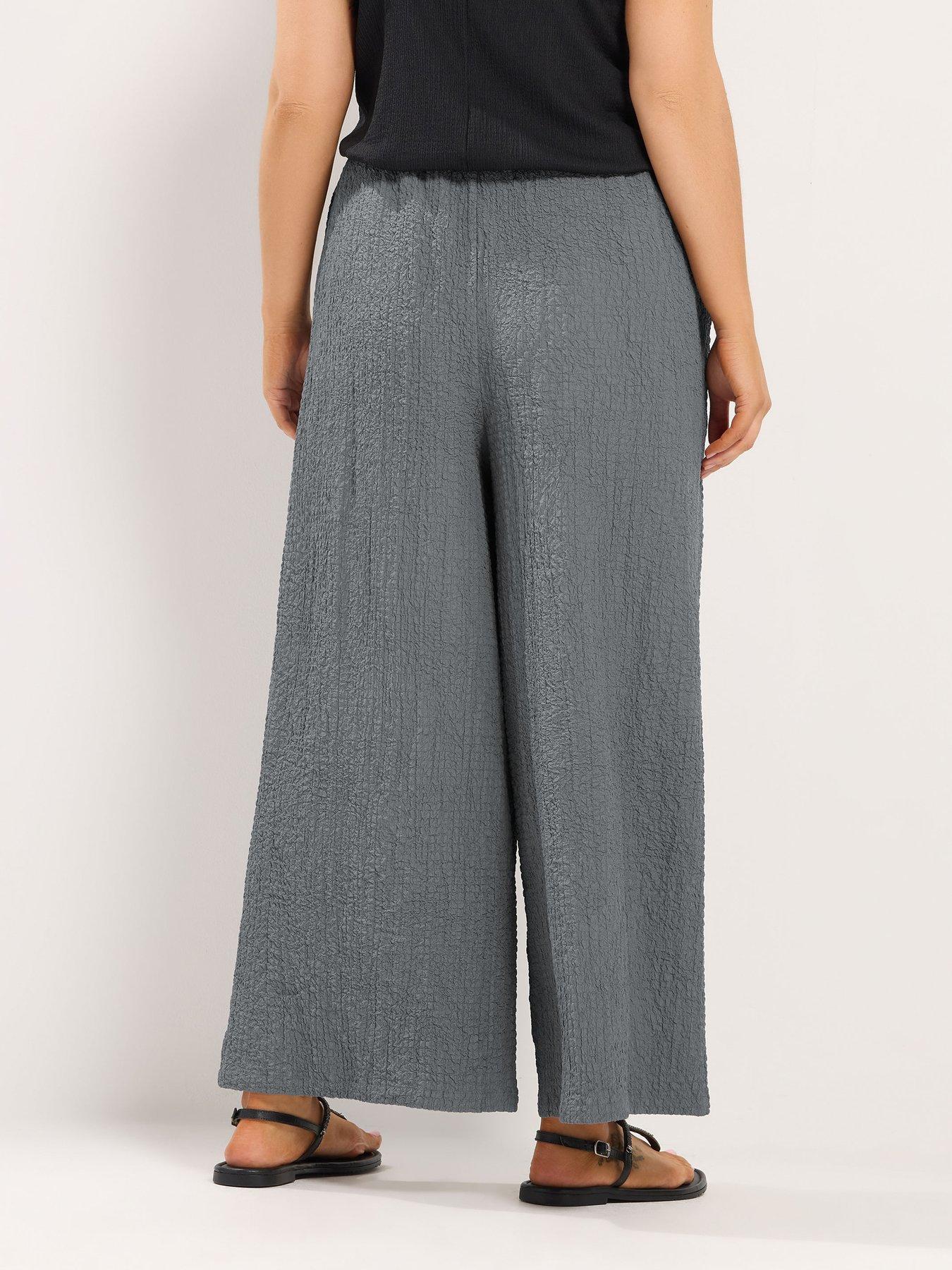 Image 2 of 4 of Yours Curve Wide Leg Textured Trouser 30"