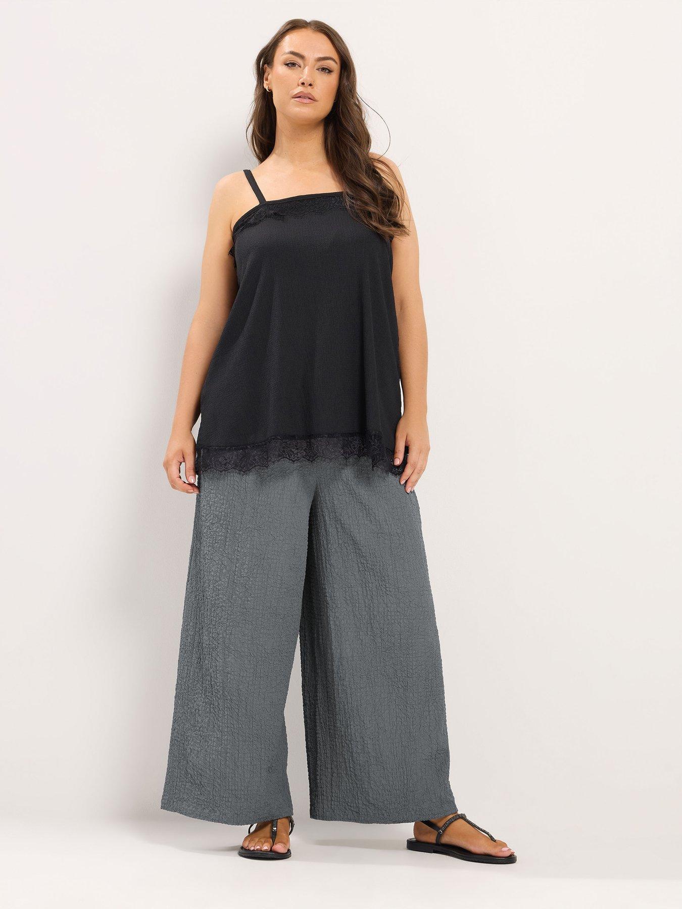 Image 3 of 4 of Yours Curve Wide Leg Textured Trouser 30"