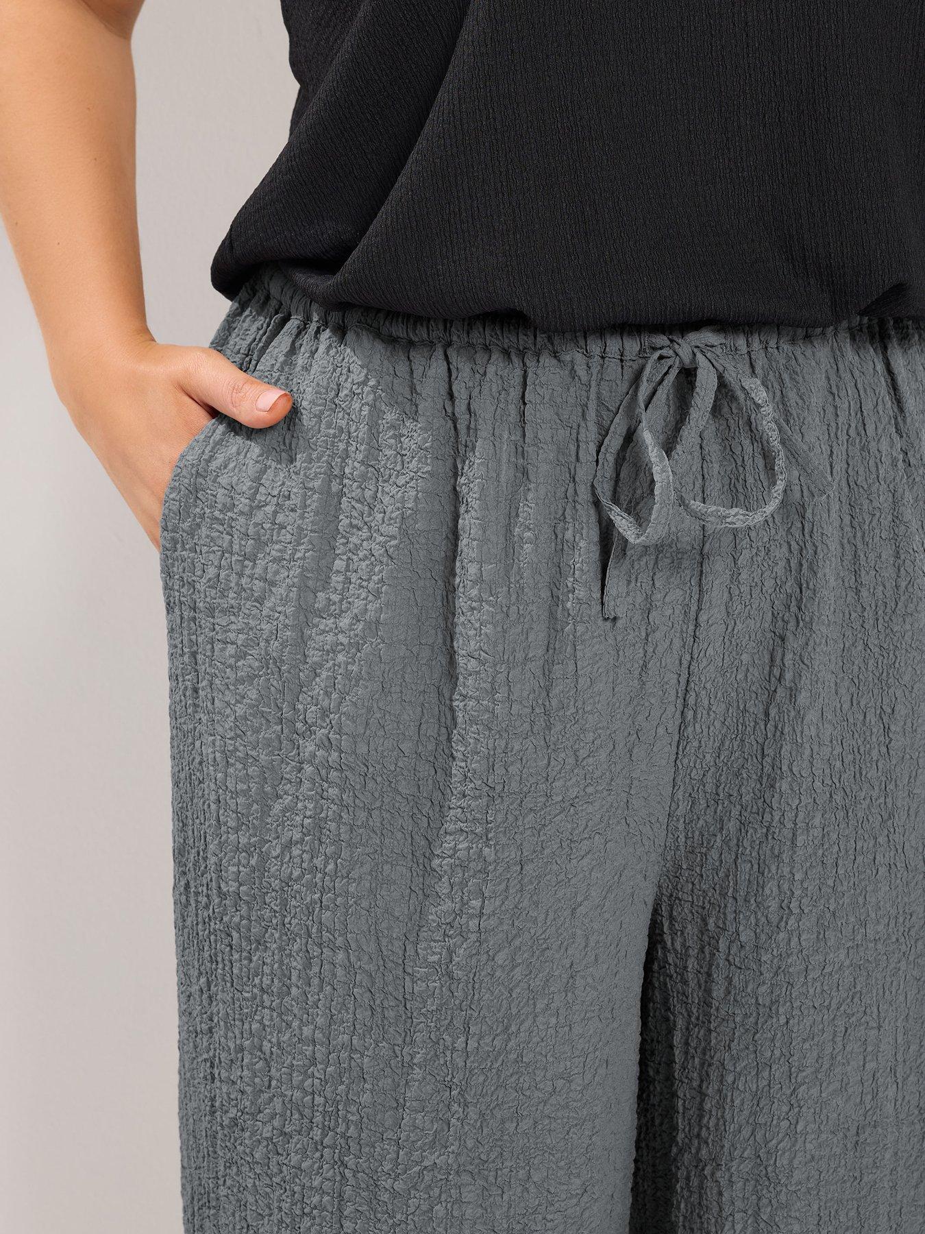 Image 4 of 4 of Yours Curve Wide Leg Textured Trouser 30"
