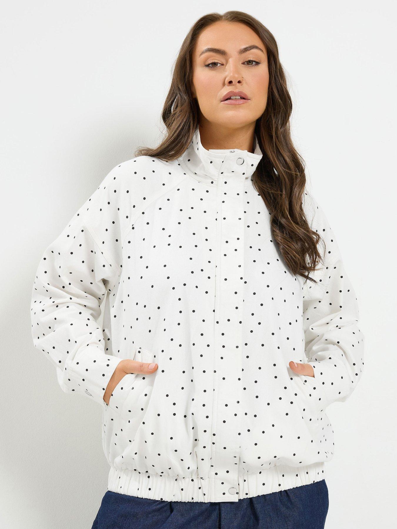 Image 1 of 4 of Yours Yours Curve Funnel Neck Twill Bomber Jacket - White