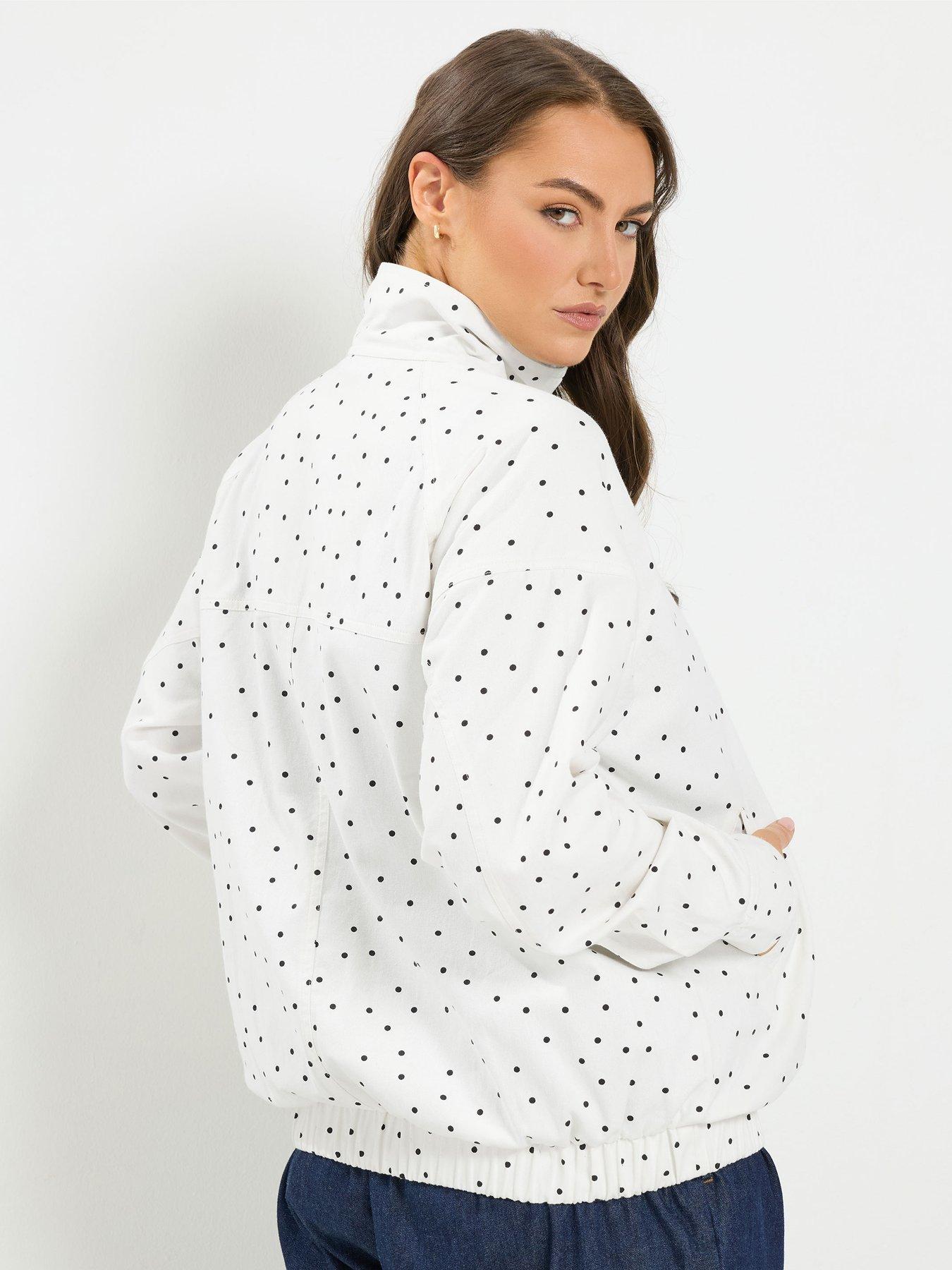 Image 2 of 4 of Yours Yours Curve Funnel Neck Twill Bomber Jacket - White