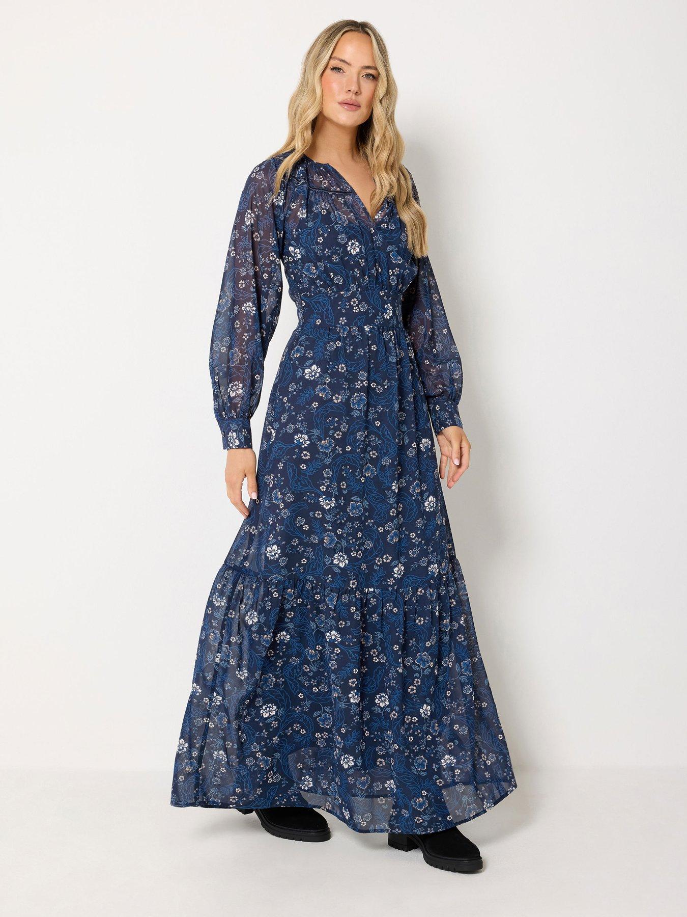 Long Tall Sally Floral Georgette Maxi Dress - Blue