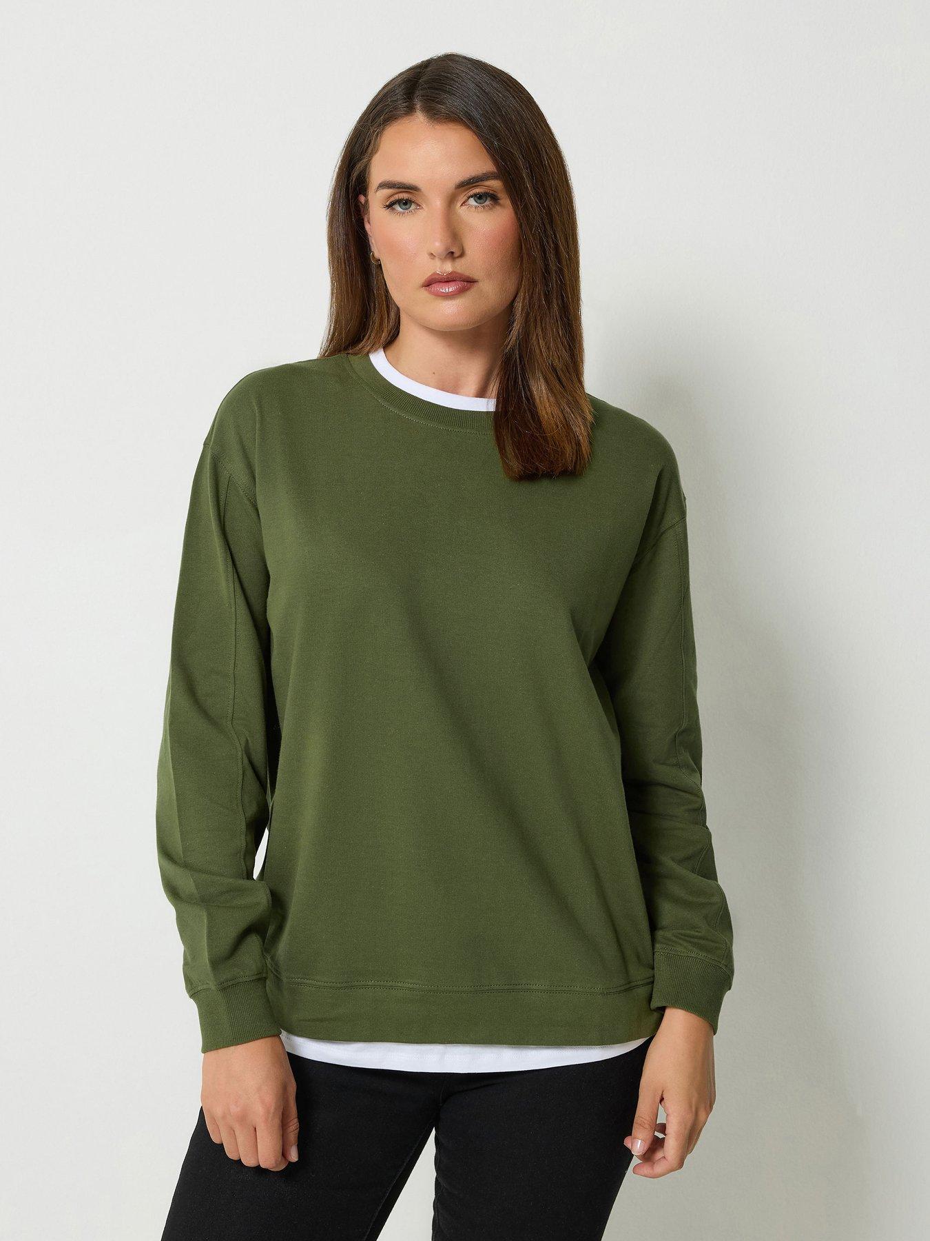 Long Tall Sally Layered Loopback T-Shirt - Green