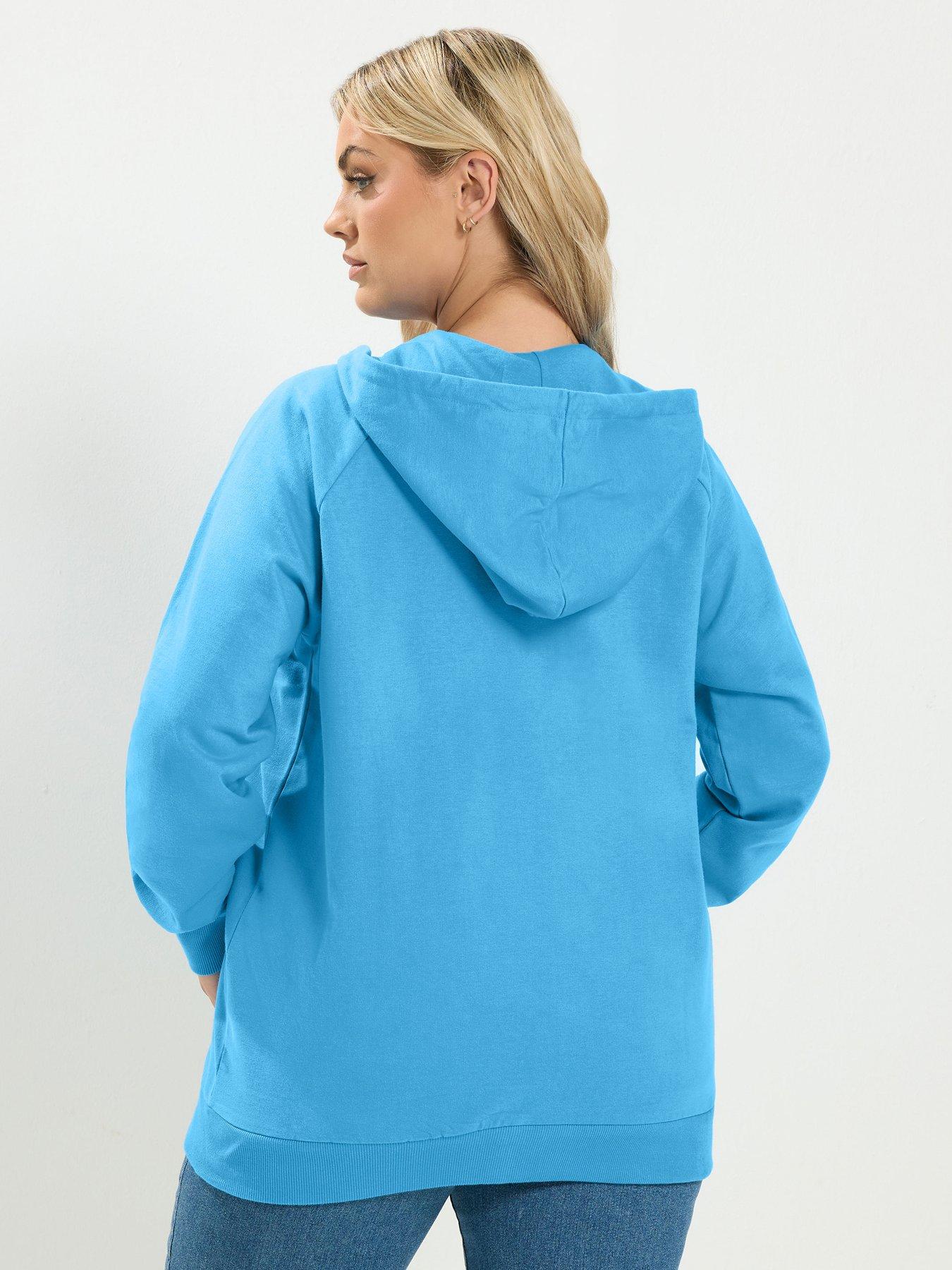 Image 2 of 4 of Yours Curve Zip Thru Raglan Hoodie - Blue