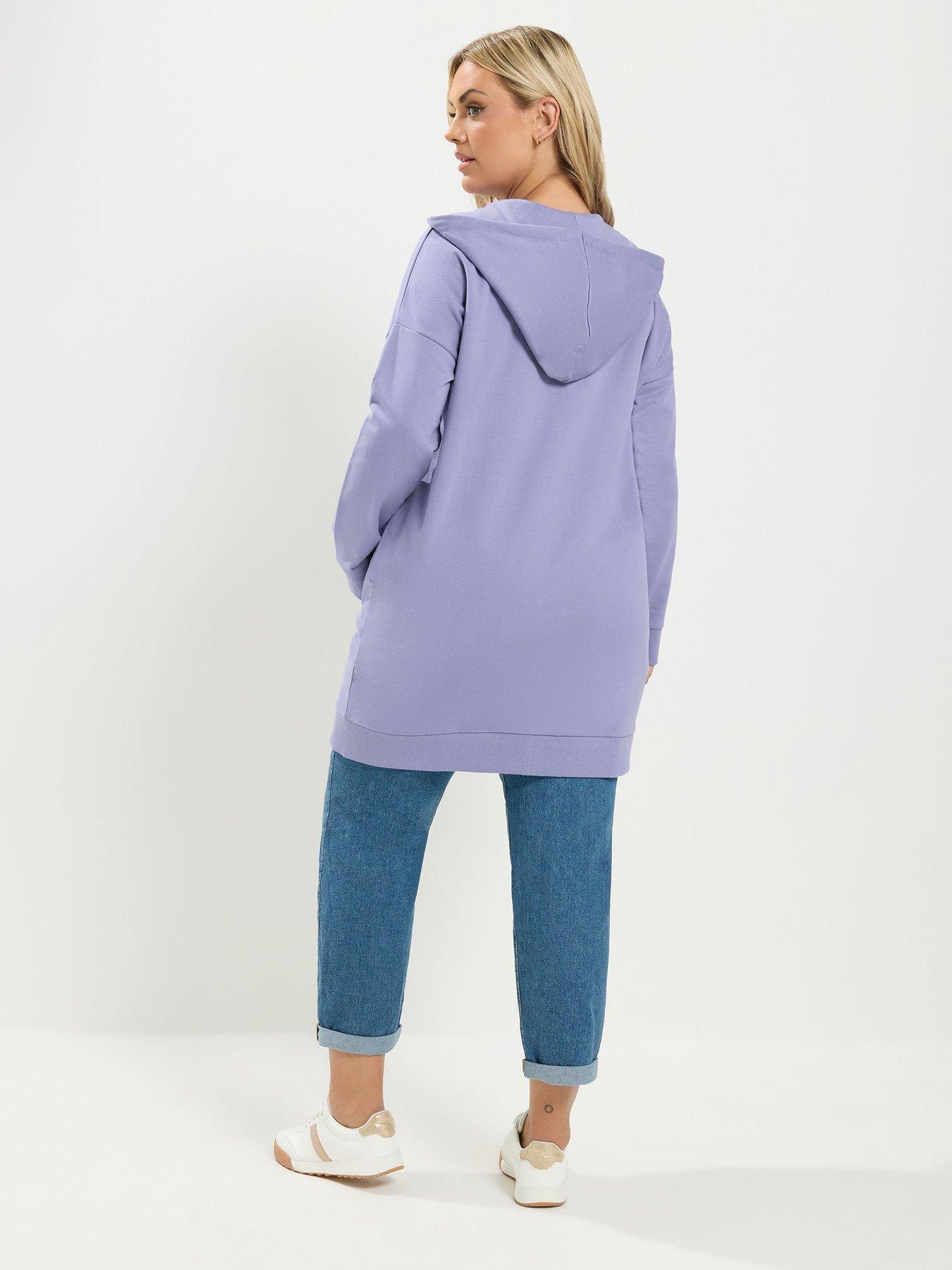 Image 2 of 4 of Yours Curve Longline Zip Through Hoodie - Purple