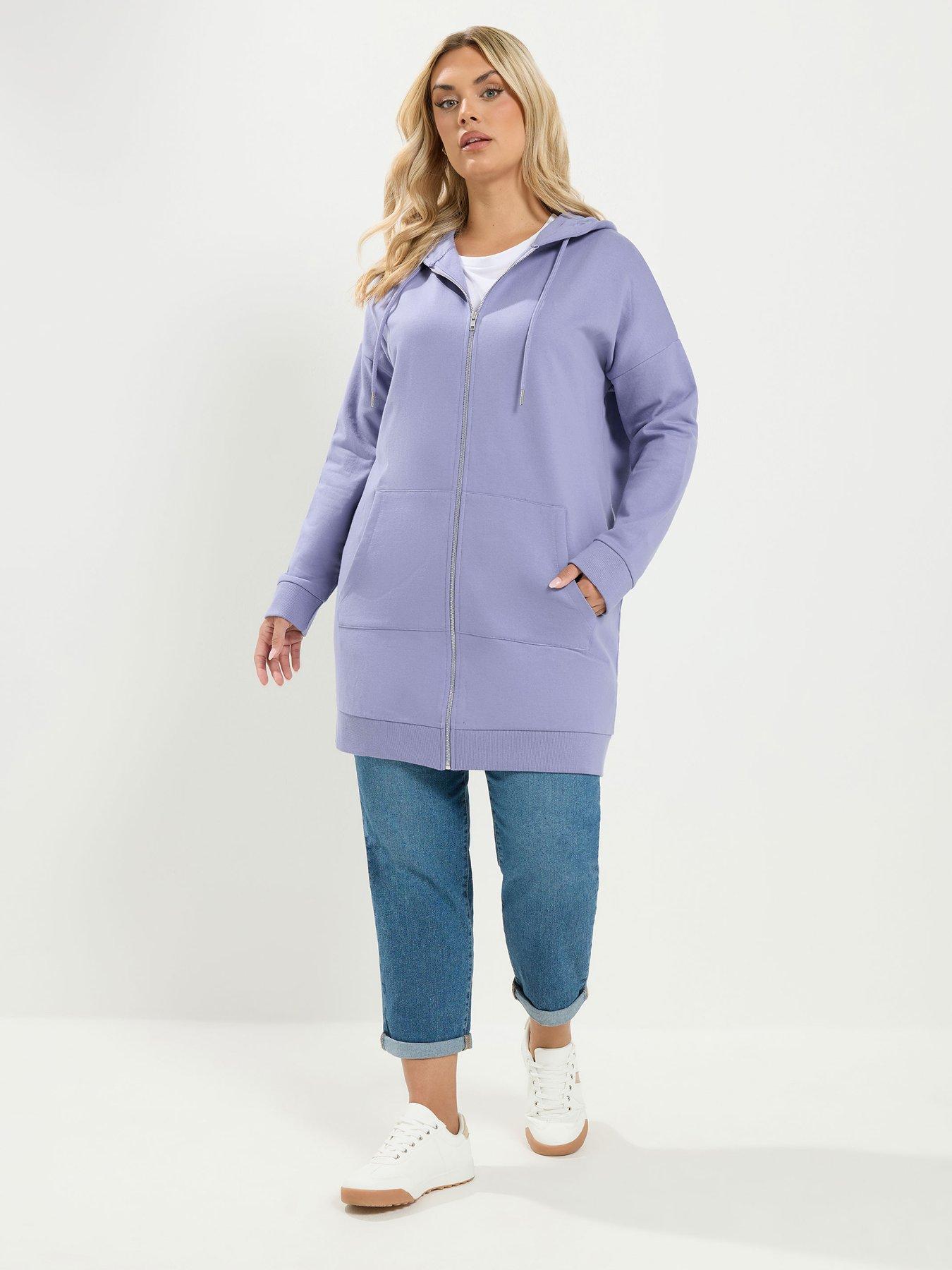 Image 3 of 4 of Yours Curve Longline Zip Through Hoodie - Purple