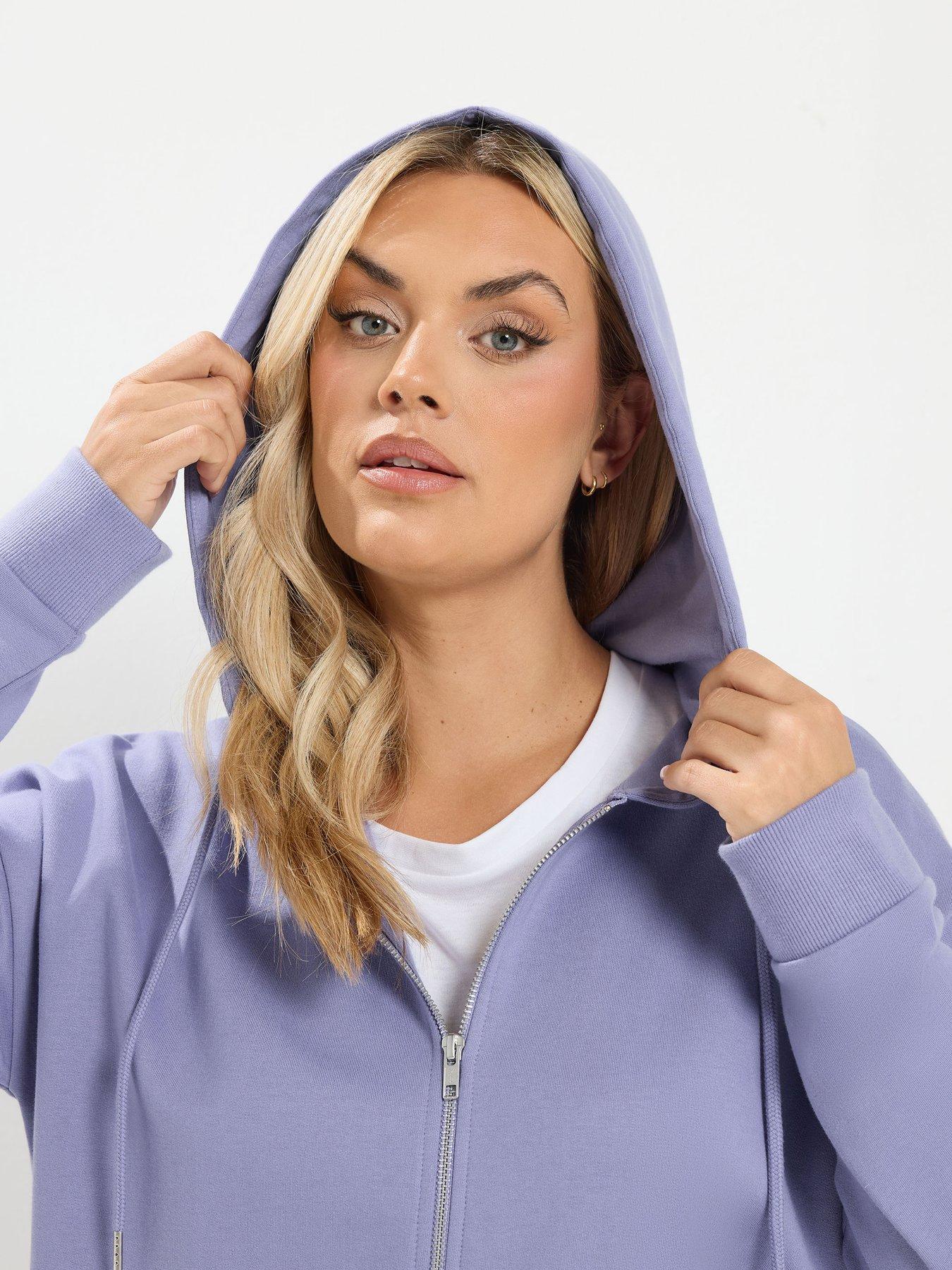 Image 4 of 4 of Yours Curve Longline Zip Through Hoodie - Purple